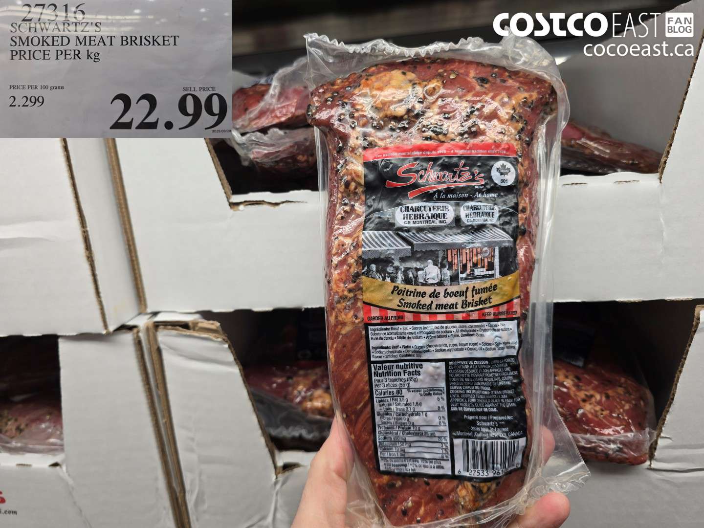 27316 SCHWARTZ'S SMOKED MEAT BRISKET PRICE PER KG $22.99