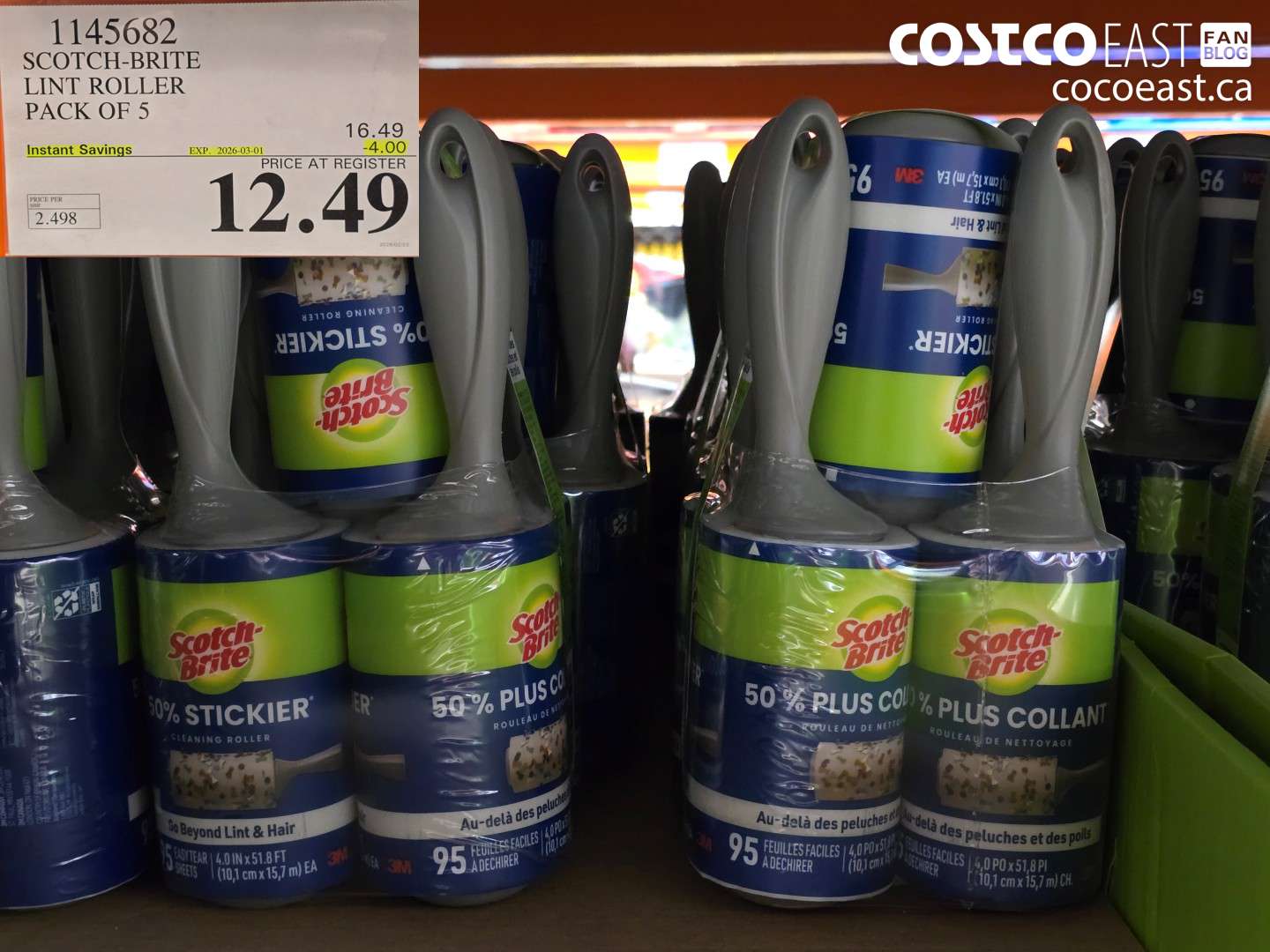 1145682 SCOTCH-BRITE LINT ROLLER PACK OF 5 ($4.00 INSTANT SAVINGS EXPIRES ON 2026-03-01) $12.49