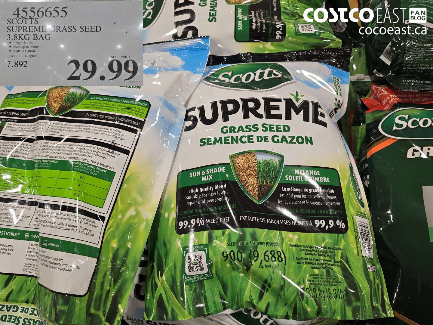 4556655 SCOTTS SUPREME GRASS SEED 3.8KG BAG $29.99
