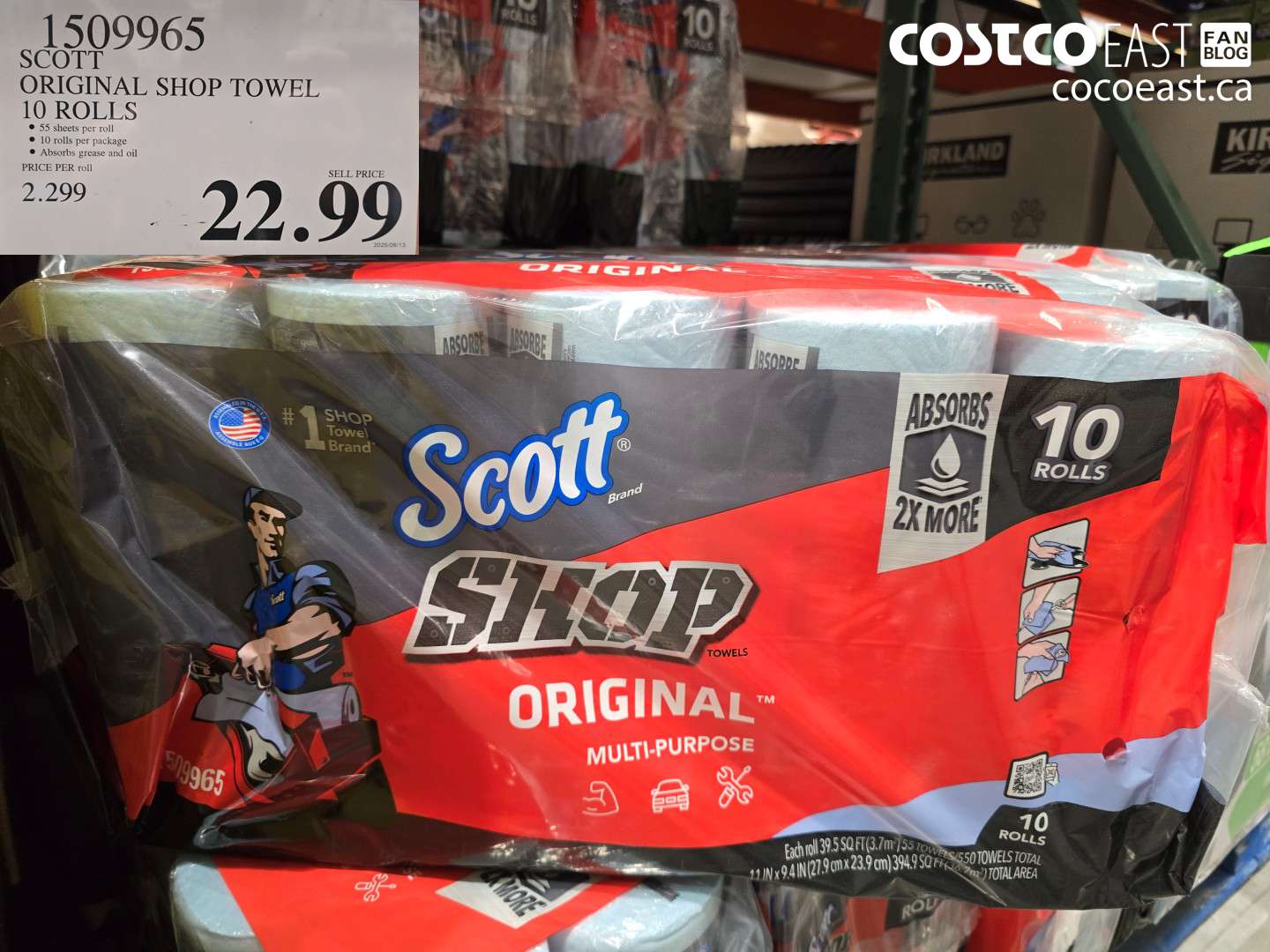 1509965 SCOTT ORIGINAL SHOP TOWEL 10 ROLLS $22.99