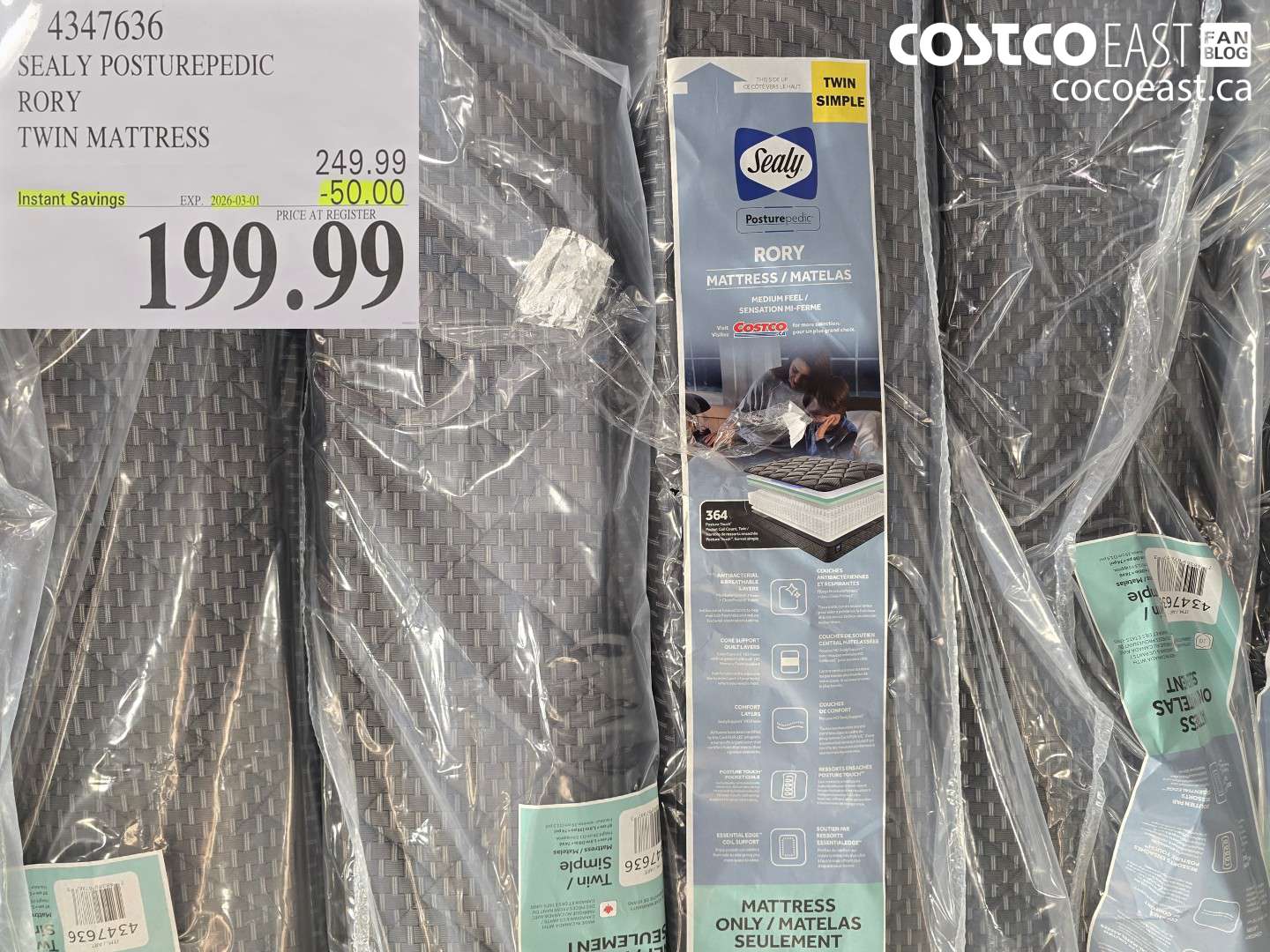 4347636 SEALY POSTUREPEDIC RORY TWIN MATTRESS ($50.00 INSTANT SAVINGS EXPIRES ON 2026-03-01) $199.99