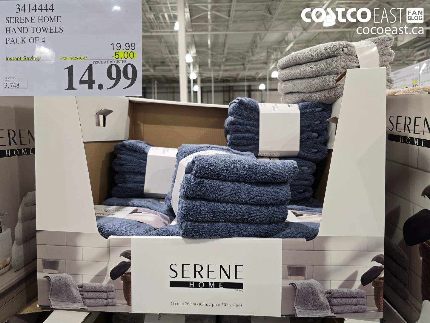 3414444 SERENE HOME HAND TOWELS PACK OF 4 ($5.00 INSTANT SAVINGS EXPIRES ON 2026-02-15) $14.99