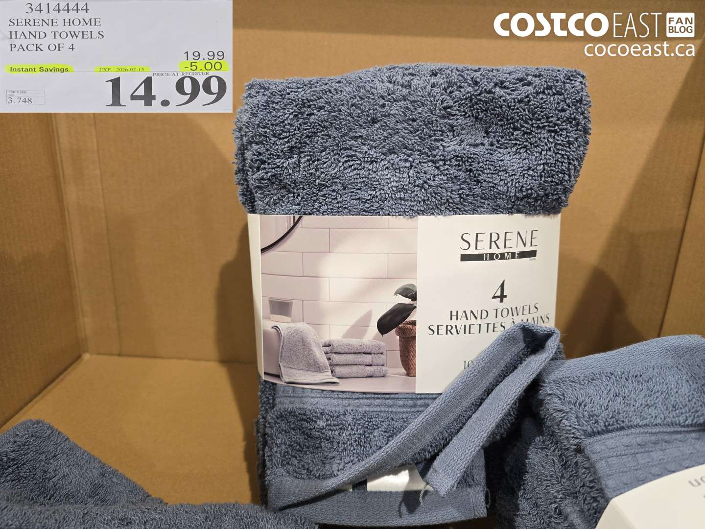 3414444 SERENE HOME HAND TOWELS PACK OF 4 ($5.00 INSTANT SAVINGS EXPIRES ON 2026-02-15) $14.99