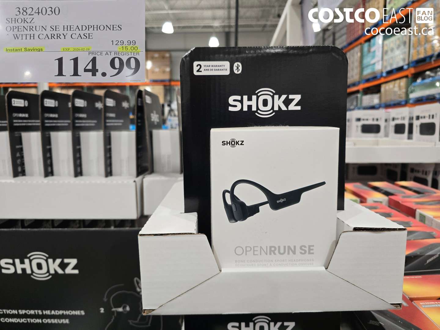 3824030 SHOKZ OPENRUN SE HEADPHONES WITH CARRY CASE ($15.00 INSTANT SAVINGS EXPIRES ON 2026-02-19) $114.99