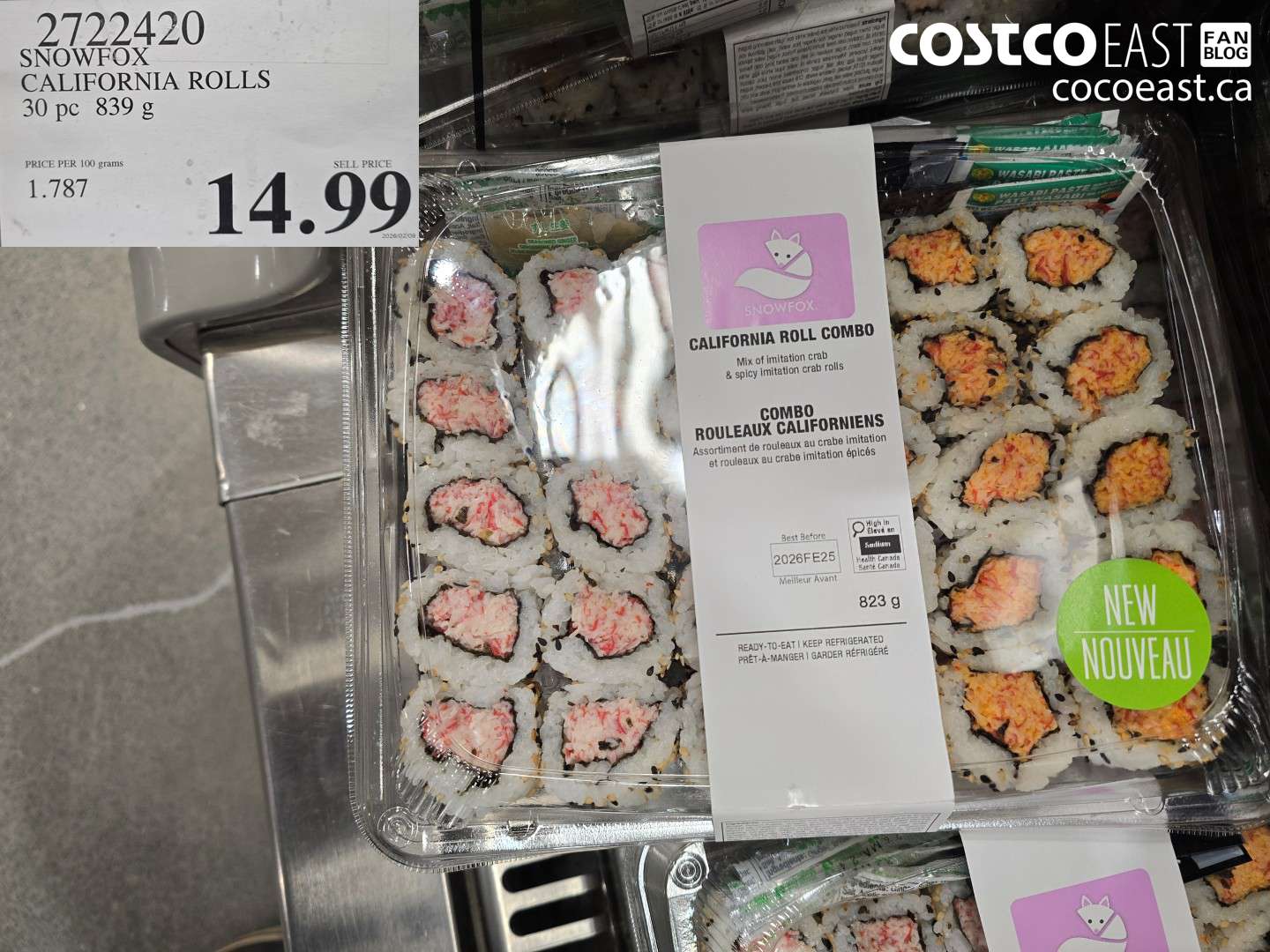272240 SNOWFOX CALIFORNIA ROLLS 30 PC 839 G $14.99