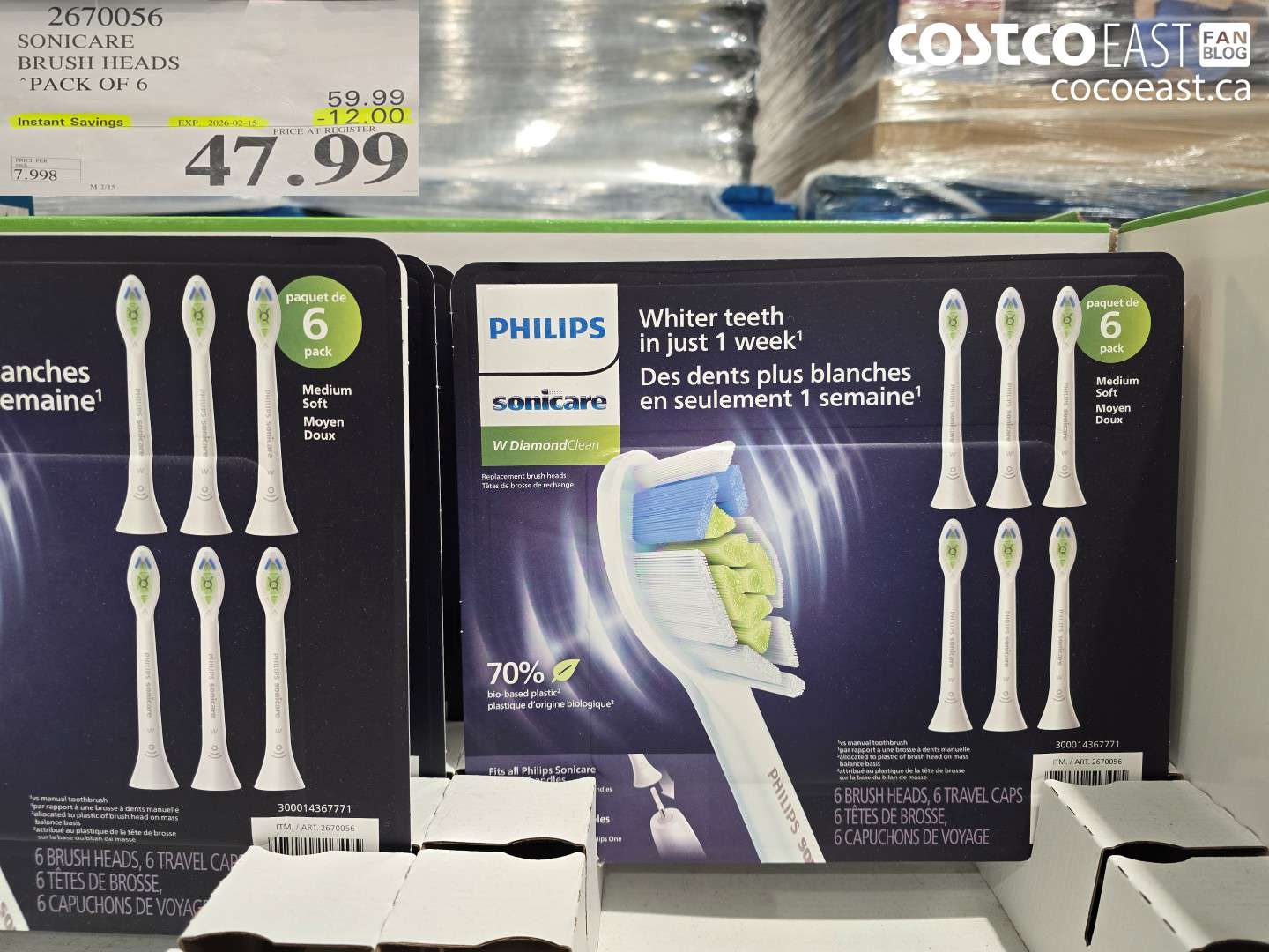 2670056 SONICARE BRUSH HEADS “PACK OF 6 ($12.00 INSTANT SAVINGS EXPIRES ON 2026-02-15) $47.99