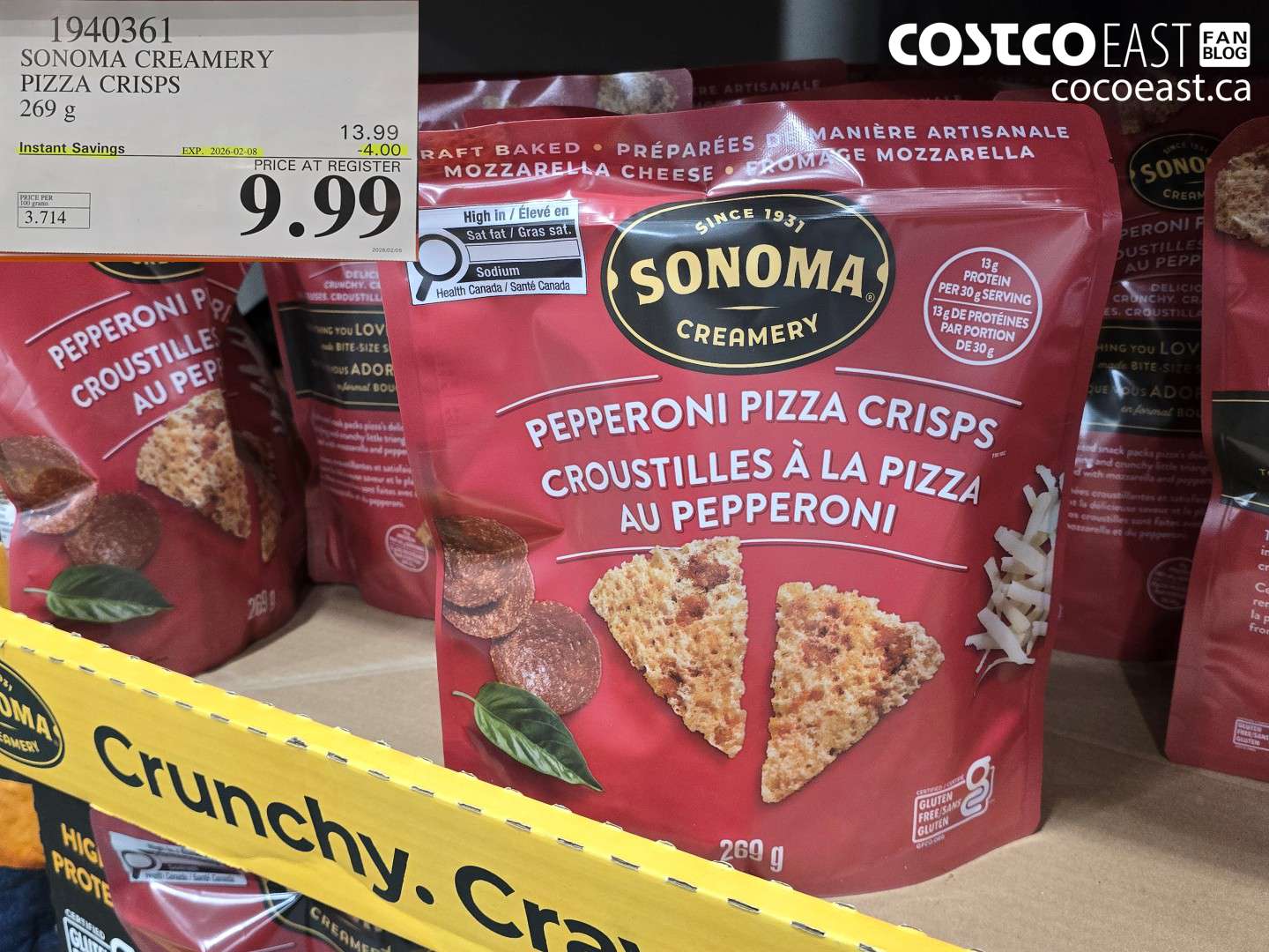 1940361 SONOMA CREAMERY PIZZA CRISPS 269 g ($4.00 INSTANT SAVINGS EXPIRES ON 2026-02-08) $9.99