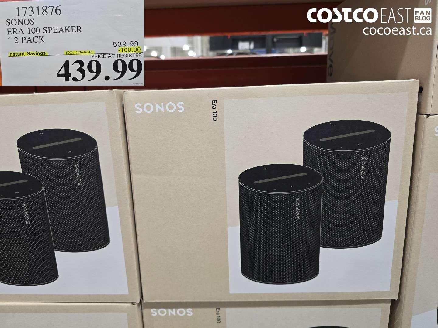 1731876 SONOS ERA 100 SPEAKER 2 PACK ($100.00 INSTANT SAVINGS EXPIRES ON 2026-02-16) $439.99