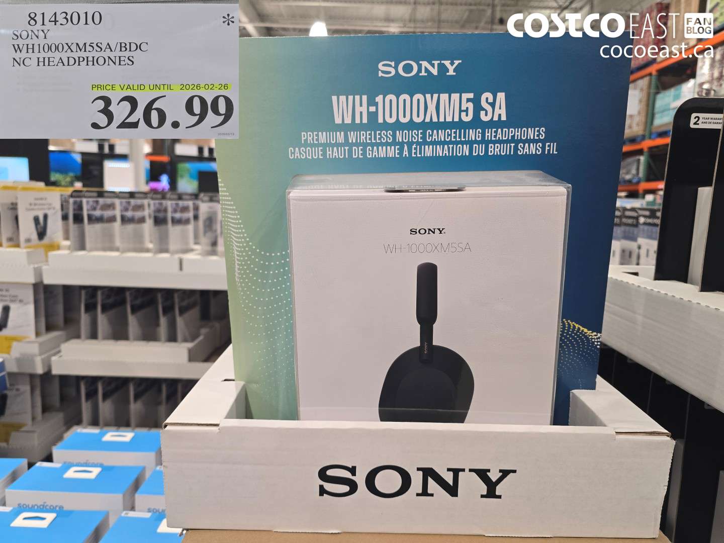 8143010 SONY WH1000XM5SA/BDC NC HEADPHONES $326.99
