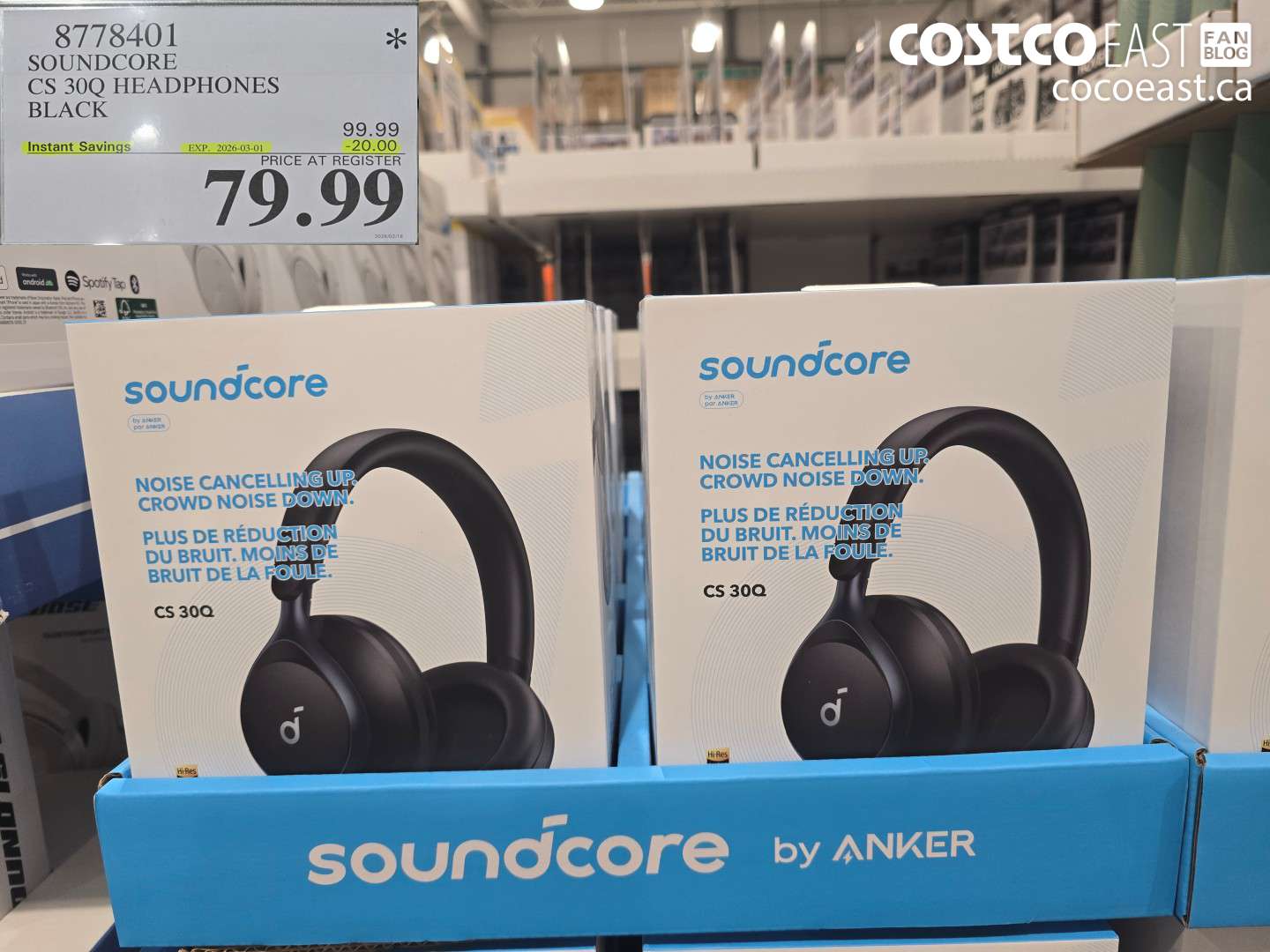 8778401 SOUNDCORE CS 300 HEADPHONES BLACK ($20.00 INSTANT SAVINGS EXPIRES ON 2026-03-01) $79.99