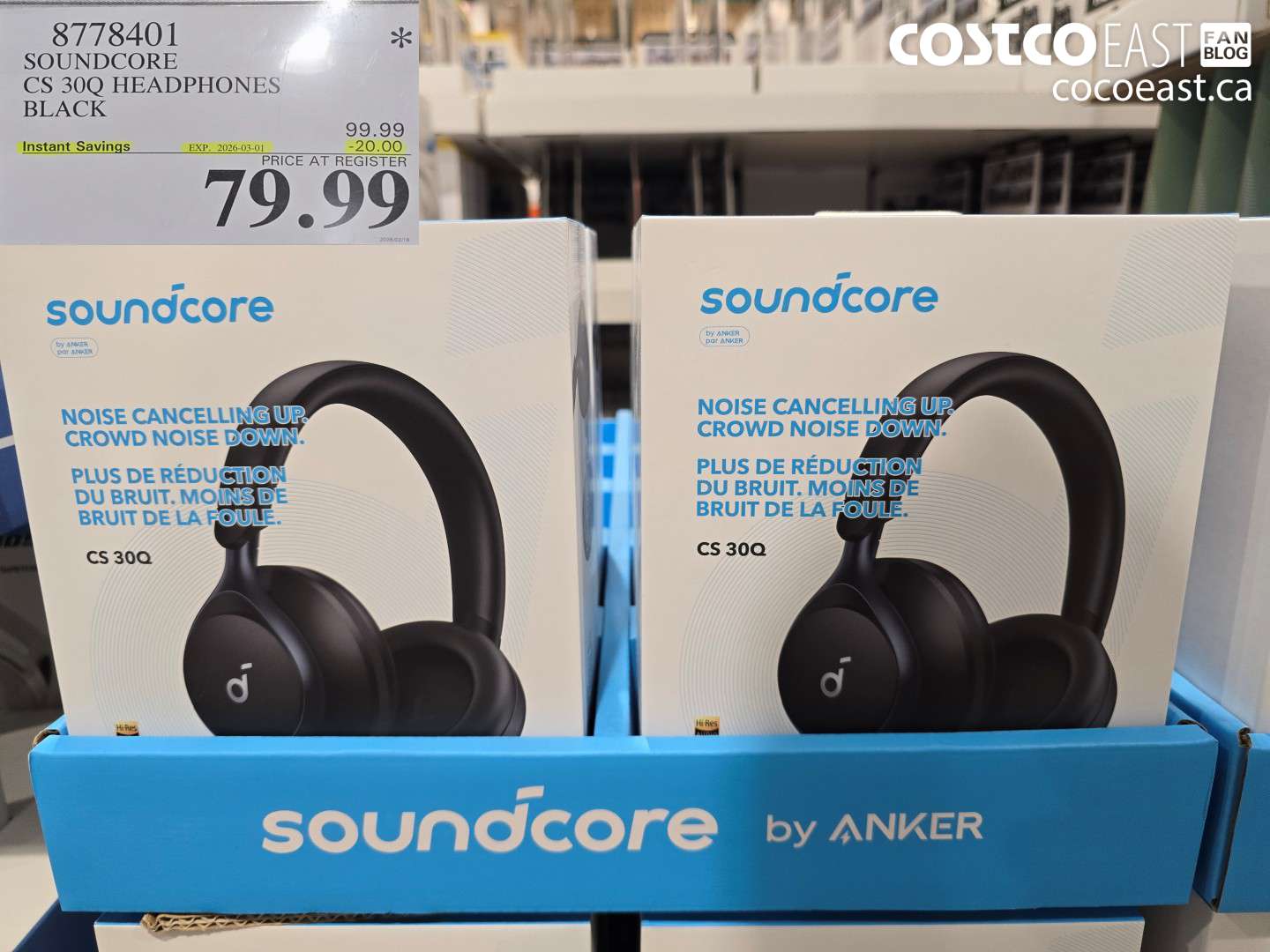 8778401 SOUNDCORE CS 300 HEADPHONES BLACK ($20.00 INSTANT SAVINGS EXPIRES ON 2026-03-01) $79.99