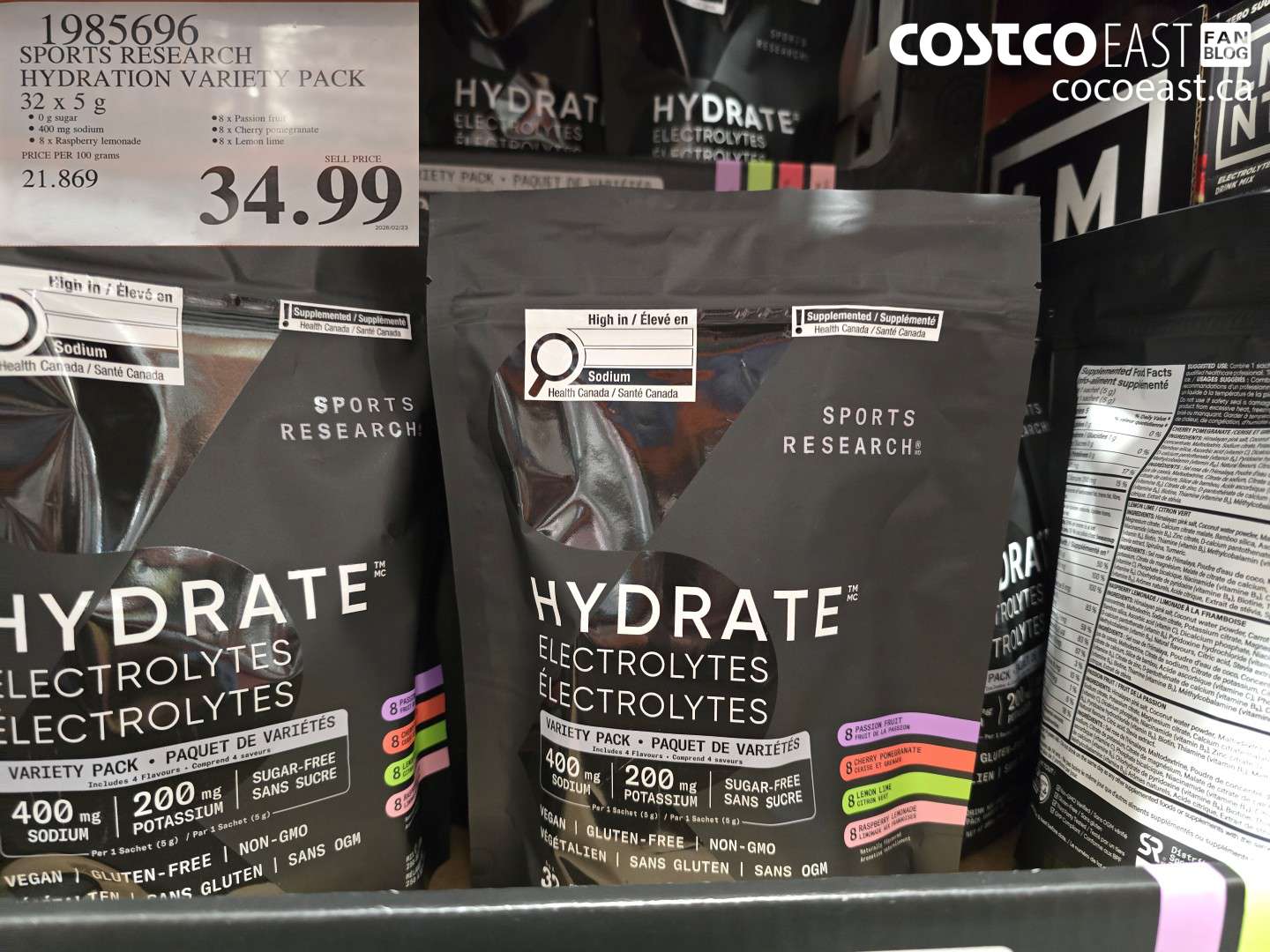 1985696 SPORTS RESEARCH HYDRATION VARIETY PACK 32 X 5 G $34.99