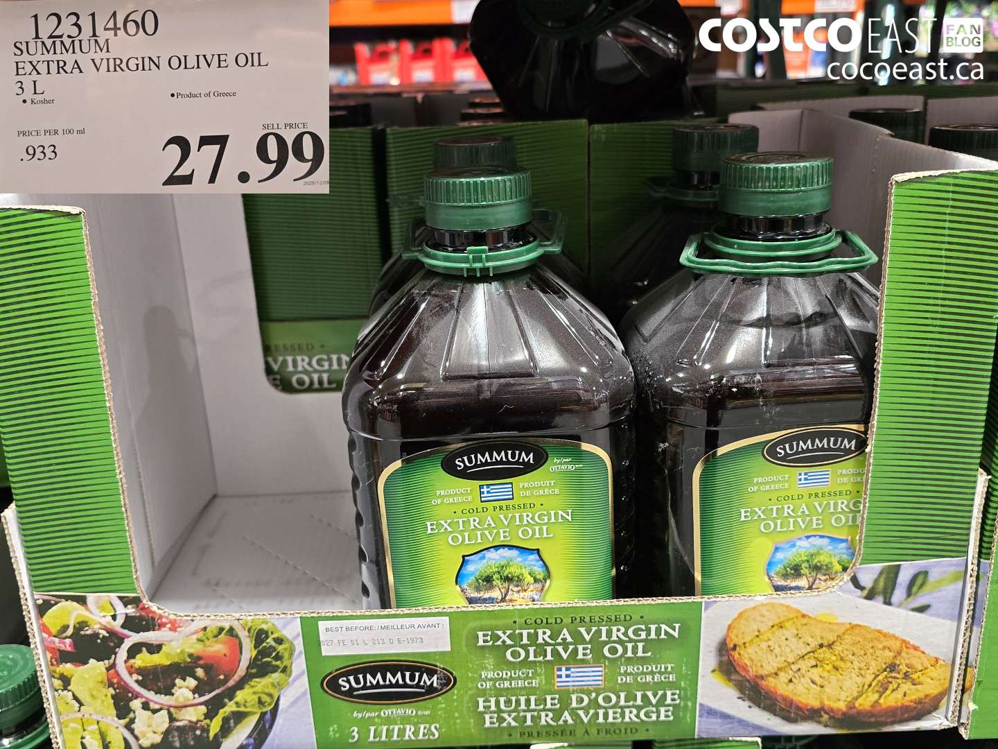 1231460 SUMMUM EXTRA VIRGIN OLIVE OIL 3 L $27.99