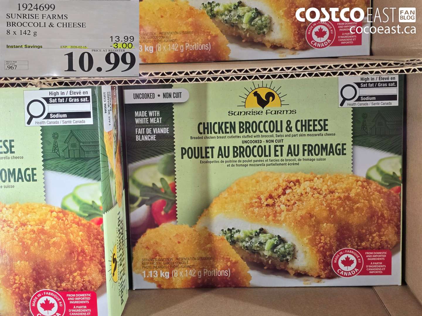 1924699 SUNRISE FARMS BROCCOLI & CHEESE 8 X 142g ($3.00 INSTANT SAVINGS EXPIRES ON 2029-02-15) $10.99