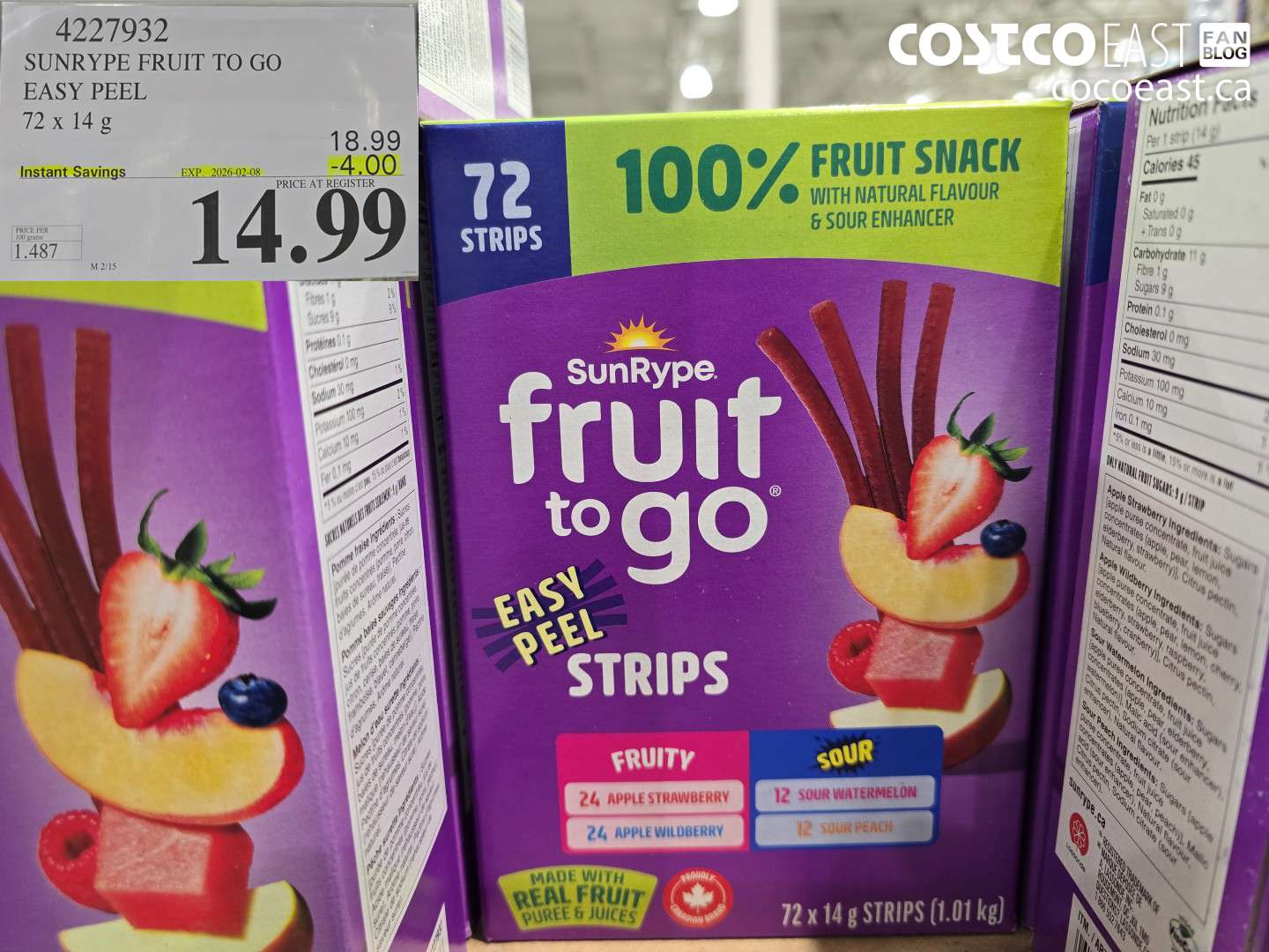 4227932 SUNRYPE FRUIT TO GO EASY PEEL 72 X 14 G ($4.00 INSTANT SAVINGS EXPIRES ON 2026-02-08) $14.99