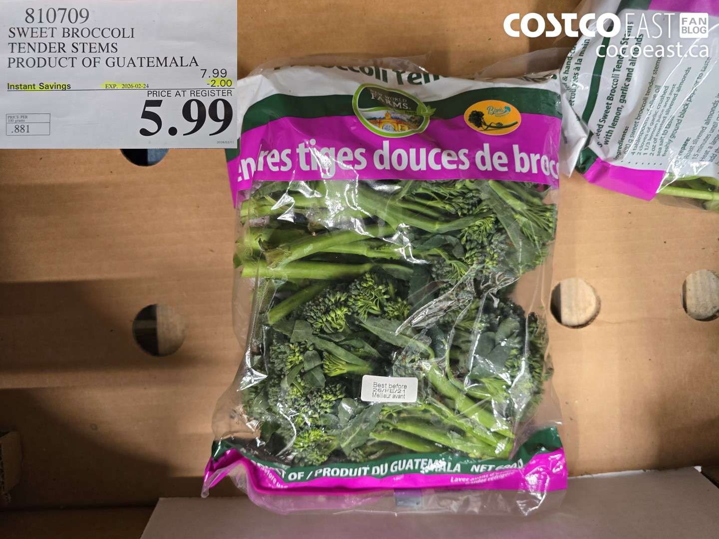 810709 SWEET BROCCOLI TENDER STEMS PRODUCT OF GUATEMALA ($2.00 INSTANT SAVINGS EXPIRES ON 2026-02-24) $5.99