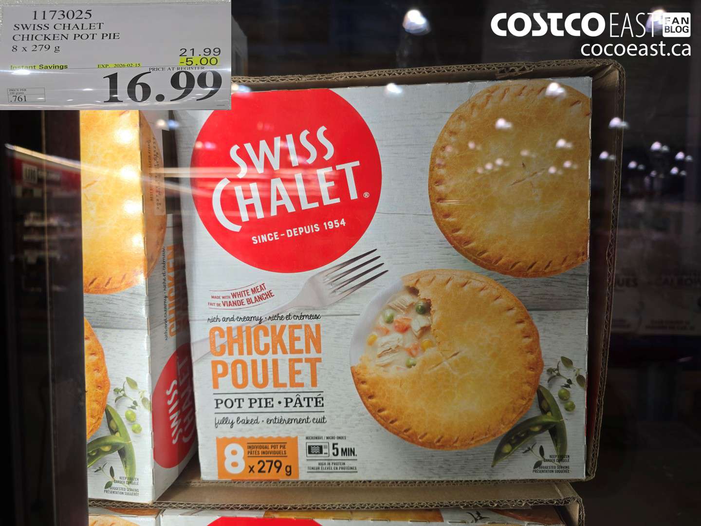 1173025 SWISS CHALET CHICKEN POT PIE 8 x 279 g ($5.00 INSTANT SAVINGS EXPIRES ON 2026-02-15) $16.99