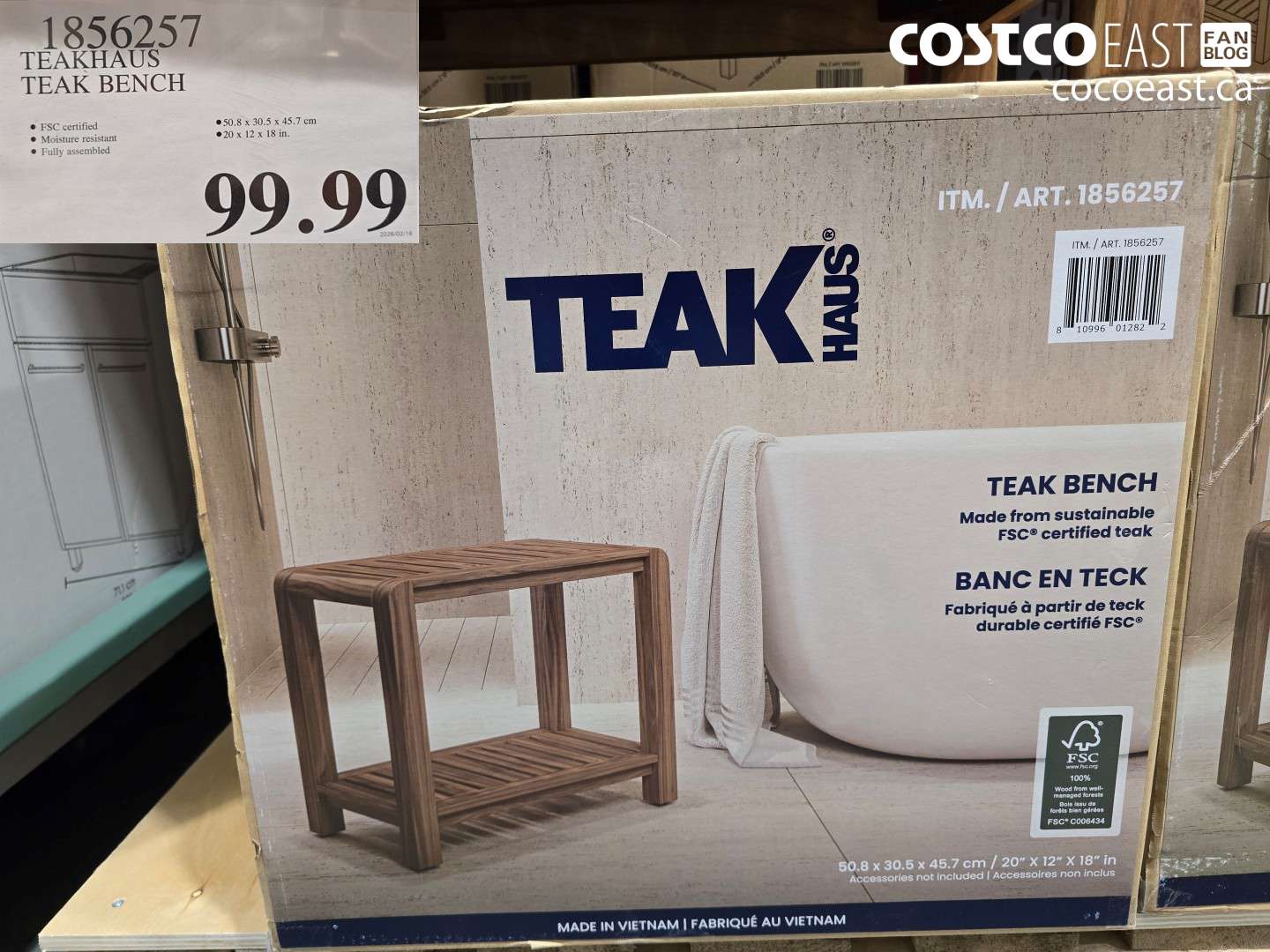 1856257 TEAKHAUS TEAK BENCH $99.99