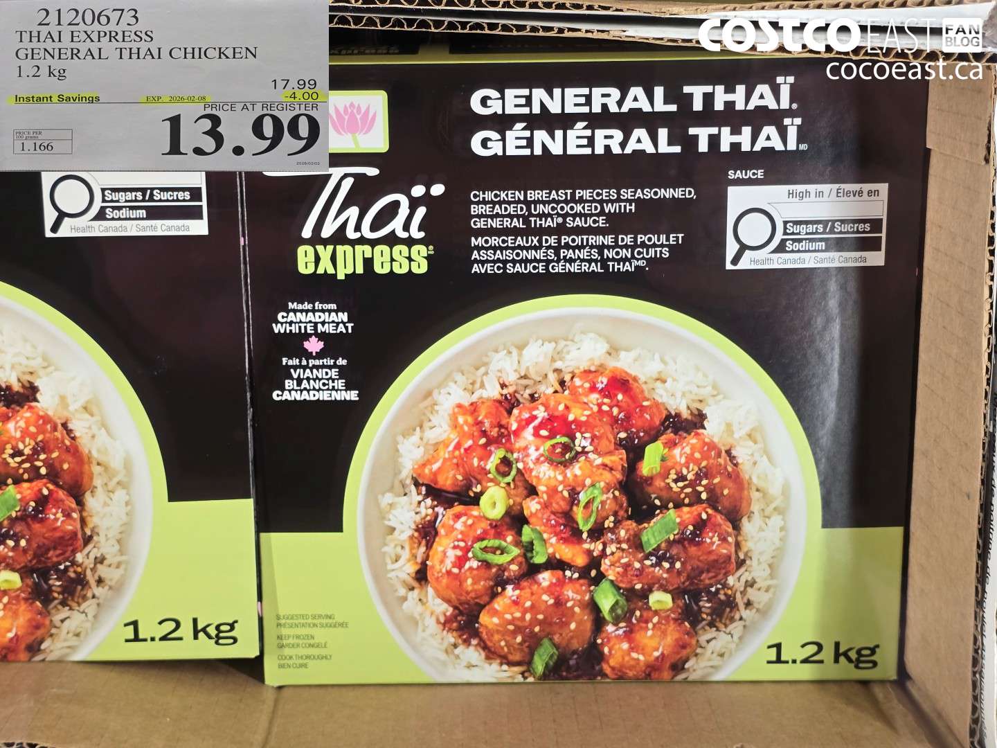 2120673 THAI EXPRESS GENERAL THAI CHICKEN 1.2 KG ($4.00 INSTANT SAVINGS EXPIRES ON 2026-02-08) $13.99