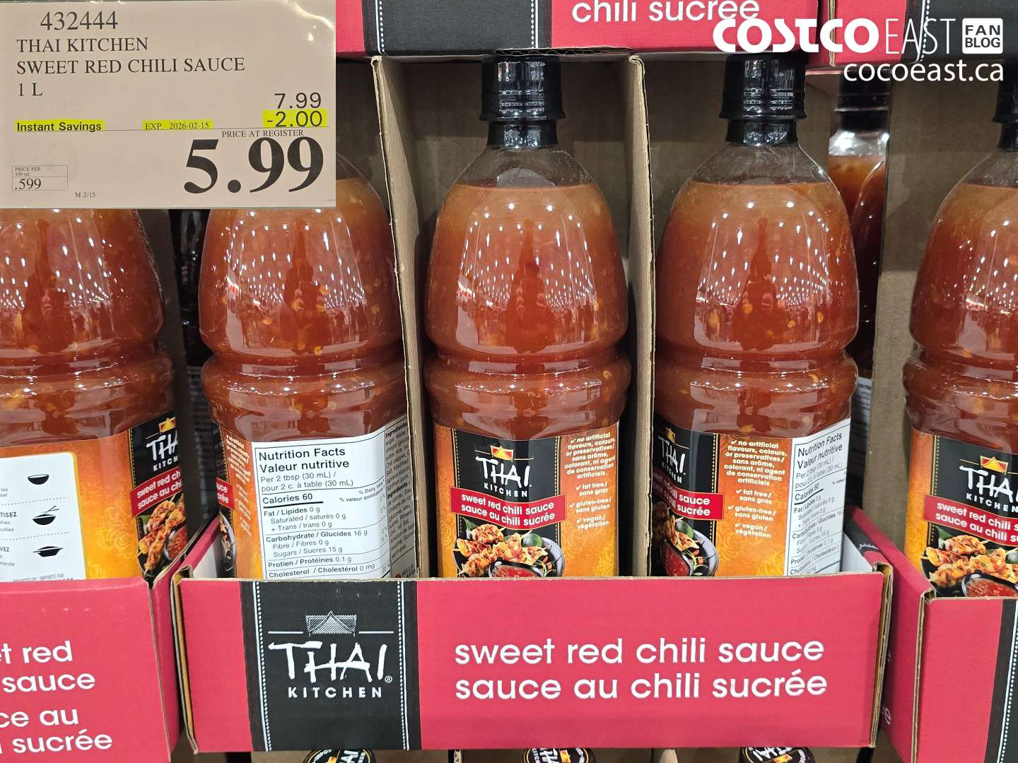 432444 THAI KITCHEN SWEET RED CHILI SAUCE 1 L ($2.00 INSTANT SAVINGS EXPIRES ON 2026-02-15) $5.99