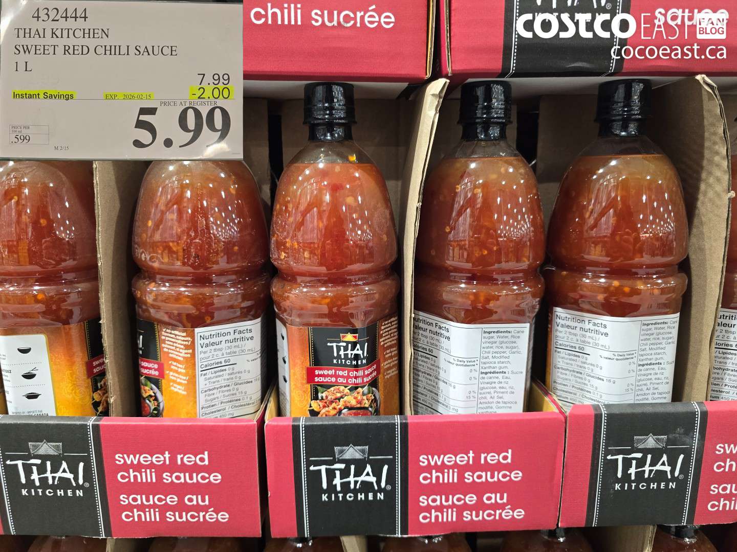 432444 THAI KITCHEN SWEET RED CHILI SAUCE 1 L ($2.00 INSTANT SAVINGS EXPIRES ON 2026-02-15) $5.99