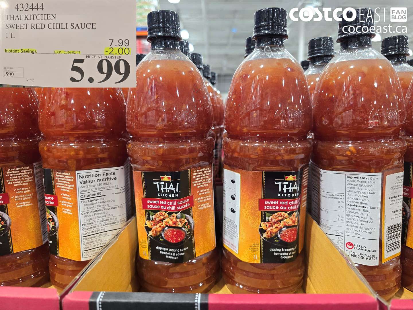432444 THAI KITCHEN SWEET RED CHILI SAUCE 1 L ($2.00 INSTANT SAVINGS EXPIRES ON 2026-02-15) $5.99