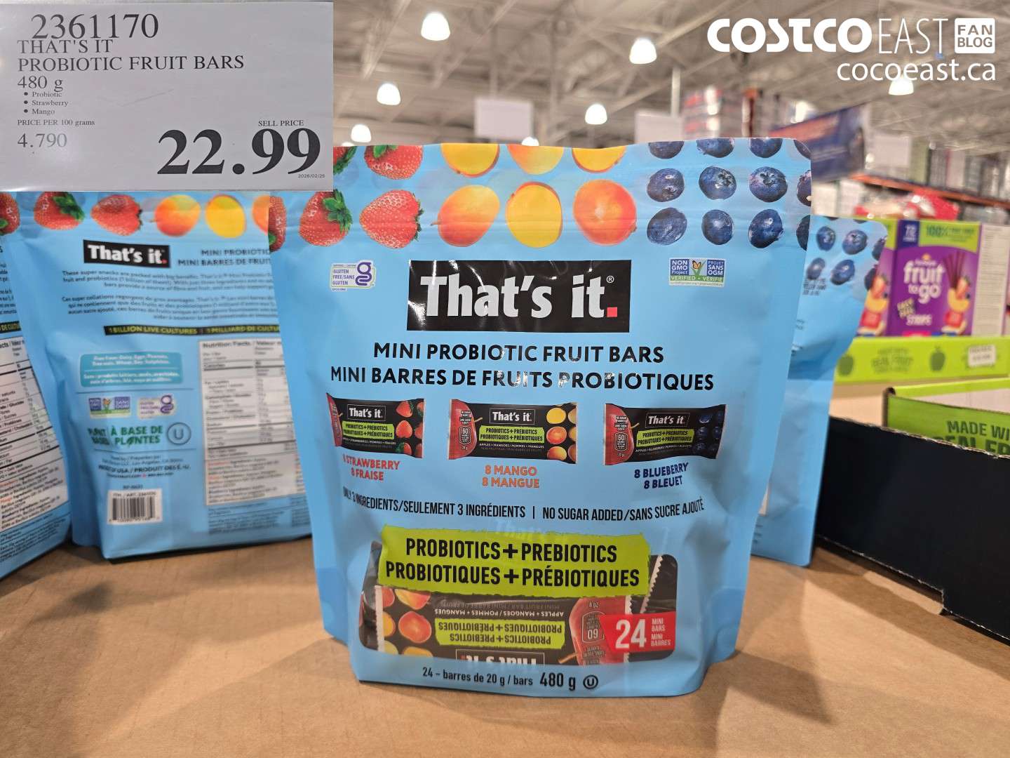 2361170 THAT'S IT PROBIOTIC FRUIT BARS 480 G $22.99