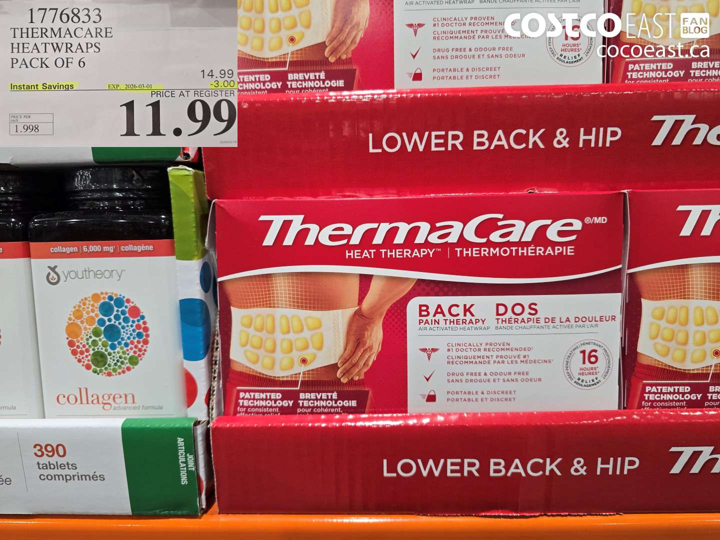 1776833 THERMACARE HEATWRAPS PACK OF 6 ($3.00 INSTANT SAVINGS EXPIRES ON 2026-03-01) $11.99