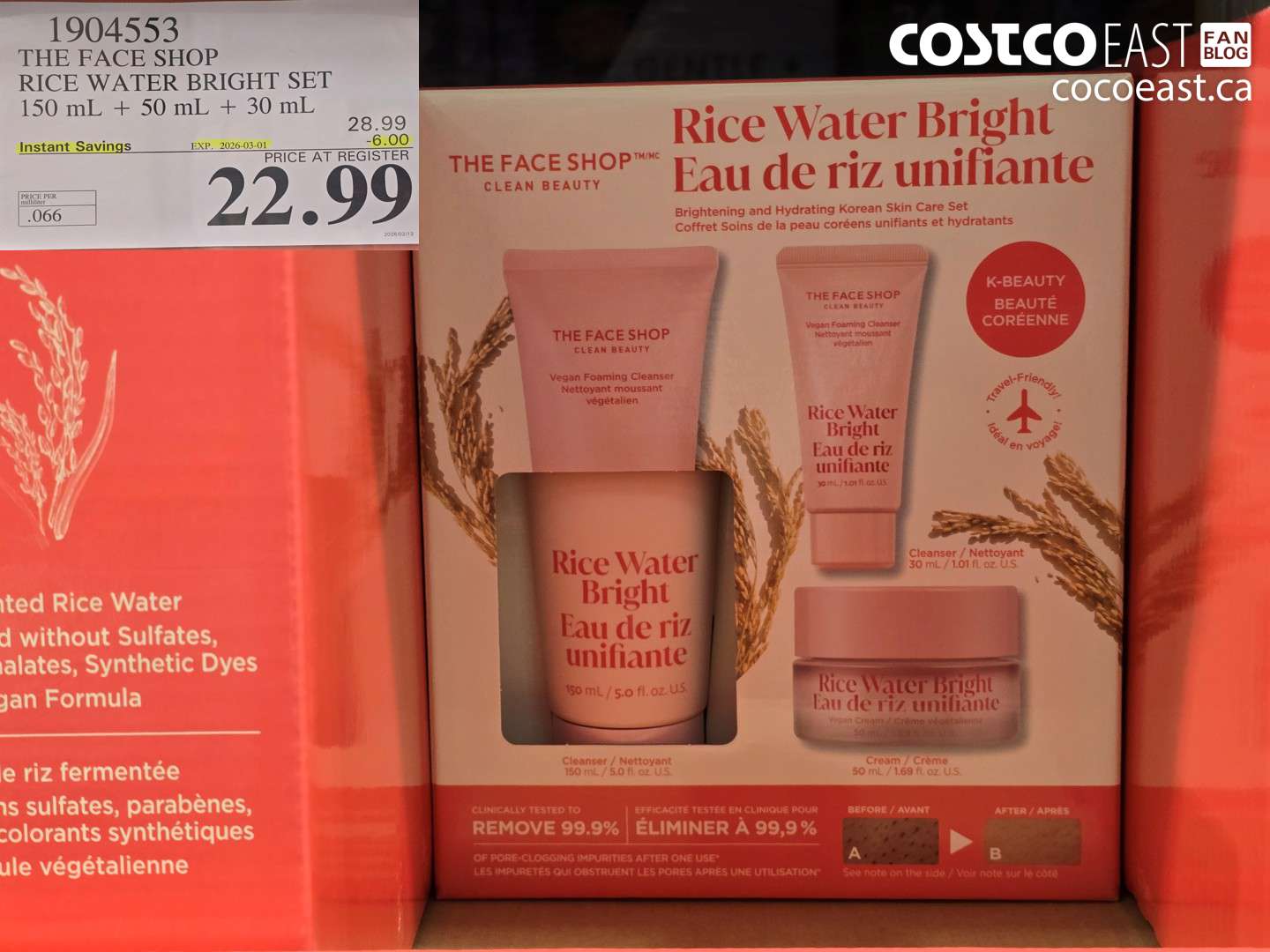 1904553 THE FACE SHOP RICE WATER BRIGHT SET 150 mL + 50 mL + 30 mL ($6.00 INSTANT SAVINGS EXPIRES ON 2026-03-01) $22.99