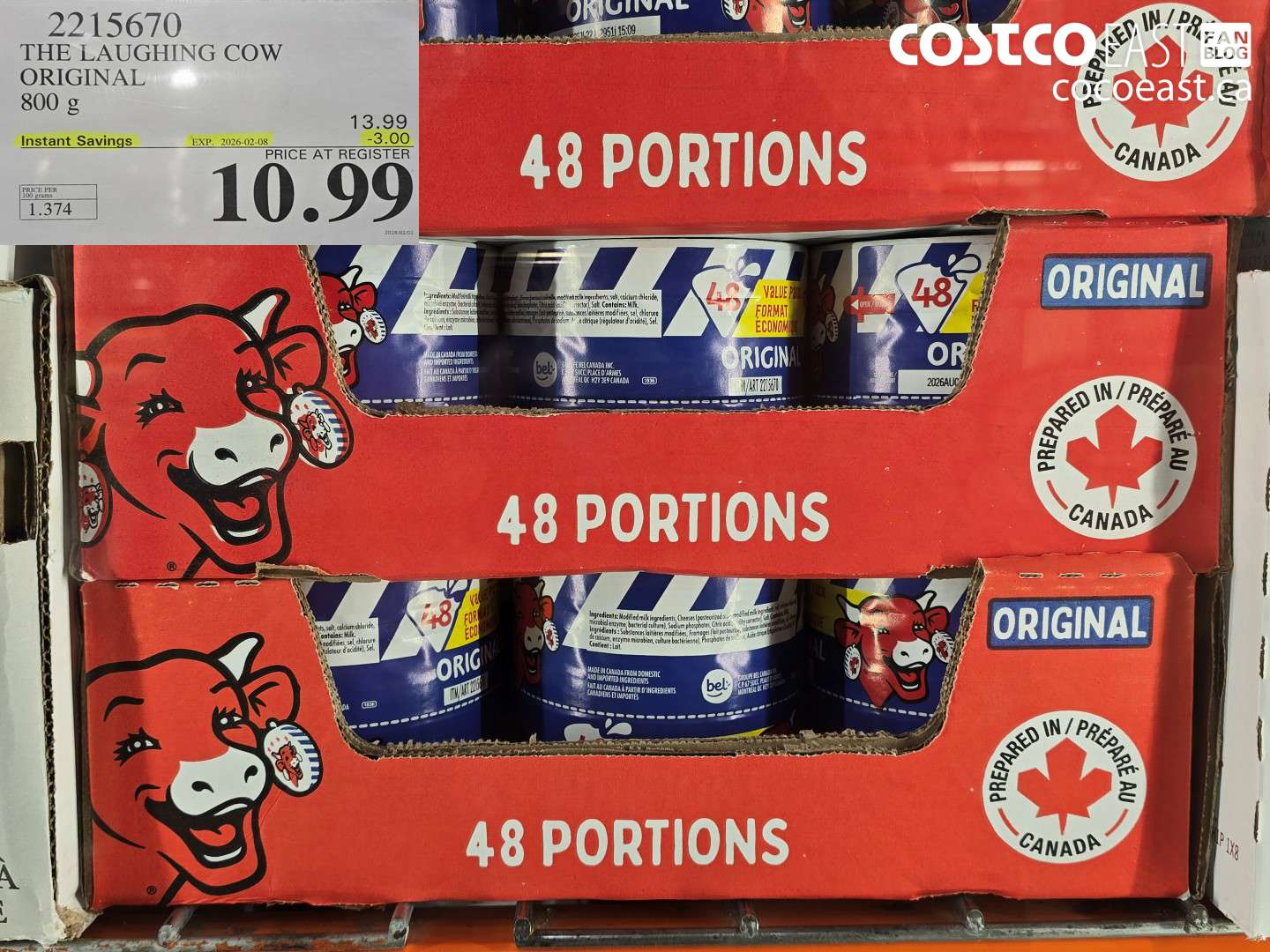 2215670 THE LAUGHING COW ORIGINAL 800 G ($3.00 INSTANT SAVINGS EXPIRES ON 2026-02-08) $10.89