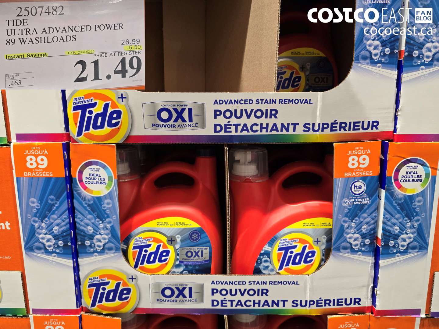 2507482 TIDE ULTRA ADVANCED POWER 89 WASHLOADS ($5.50 INSTANT SAVINGS EXPIRES ON 2026-02-15) $21.49