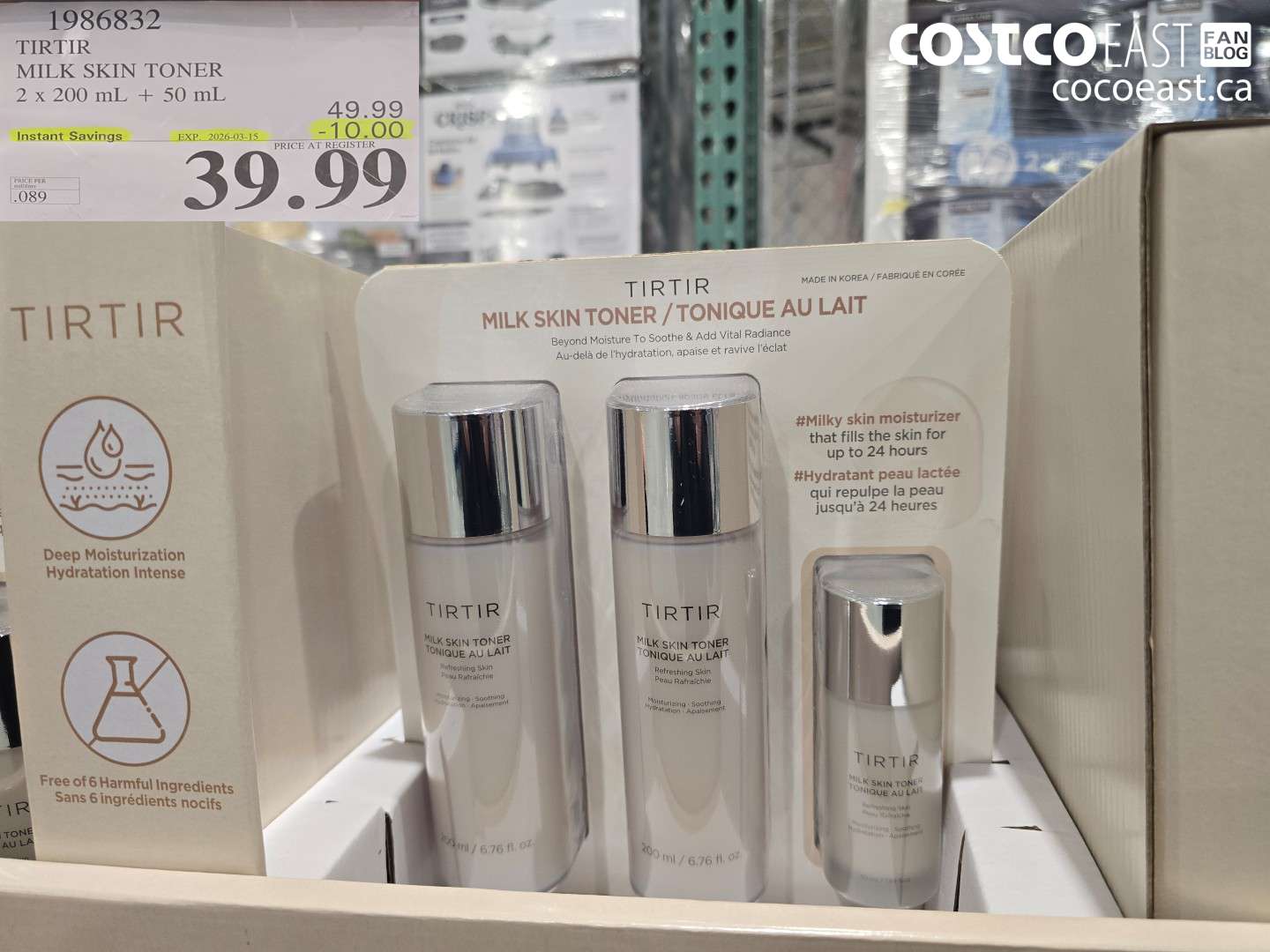 1986832 TIRTIR MILK SKIN TONER 2 X 200 ML + 50 ML ($10.00 INSTANT SAVINGS EXPIRES ON 2026-03-15) $39.99