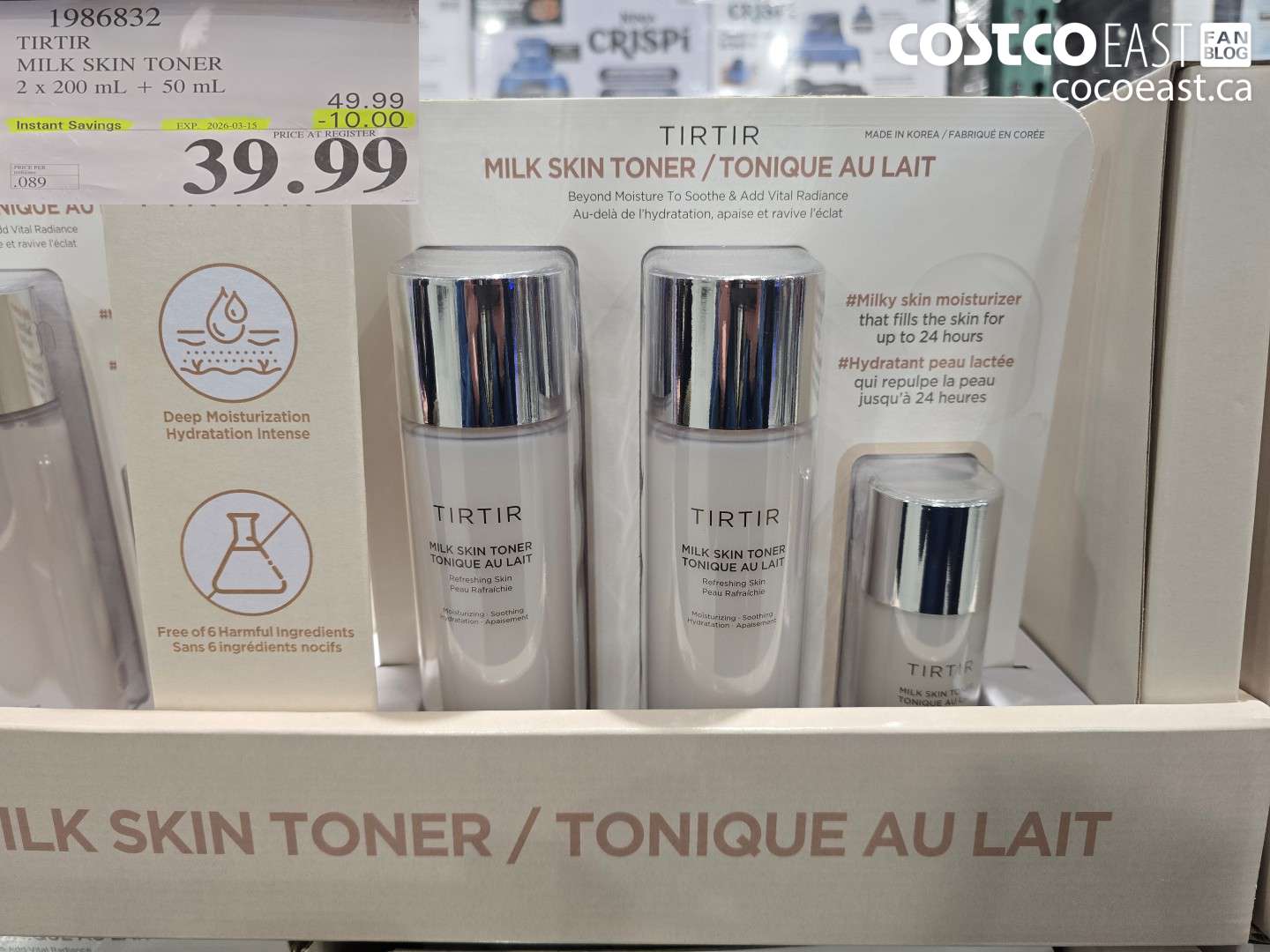 1986832 TIRTIR MILK SKIN TONER 2 x 200 mL + 50 mL ($10.00 INSTANT SAVINGS EXPIRES ON 2026-03-15) $39.99