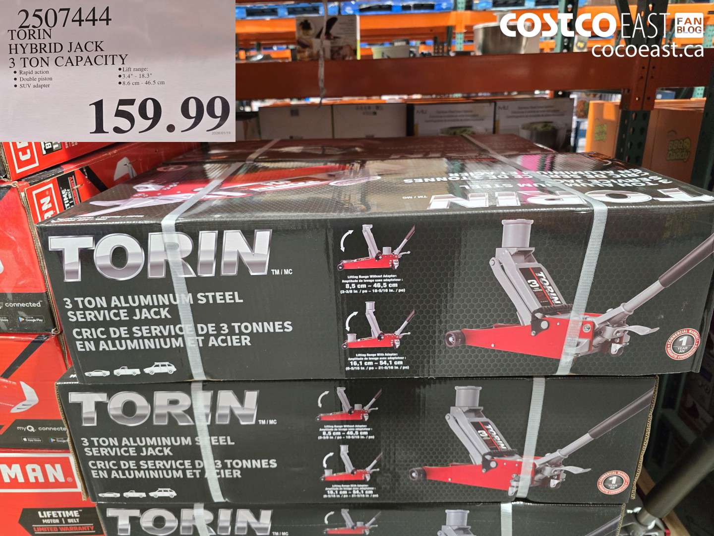 2507444 TORIN HYBRID JACK 3 TON CAPACITY $159.99