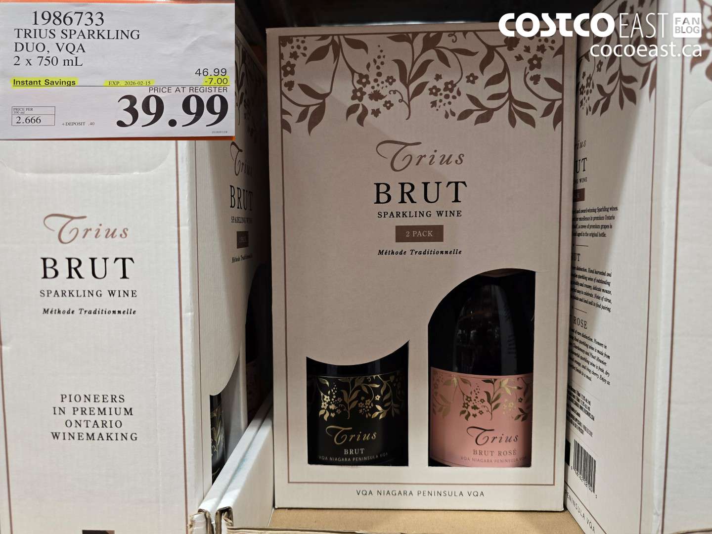 1986733 TRIUS SPARKLING DUO, VQA 2 x 750 mL ($7.00 INSTANT SAVINGS EXPIRES ON 2026-02-15) $39.99