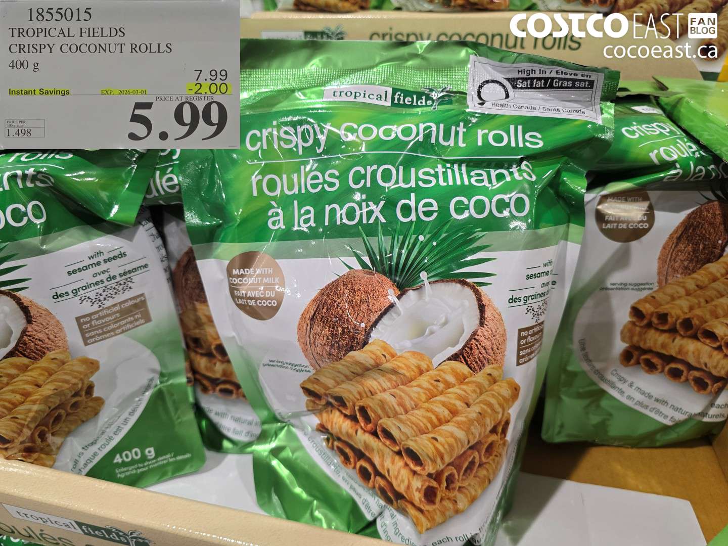 1855015 TROPICAL FIELDS CRISPY COCONUT ROLLS ($2.00 INSTANT SAVINGS EXPIRES ON 2026-03-01) $5.99
