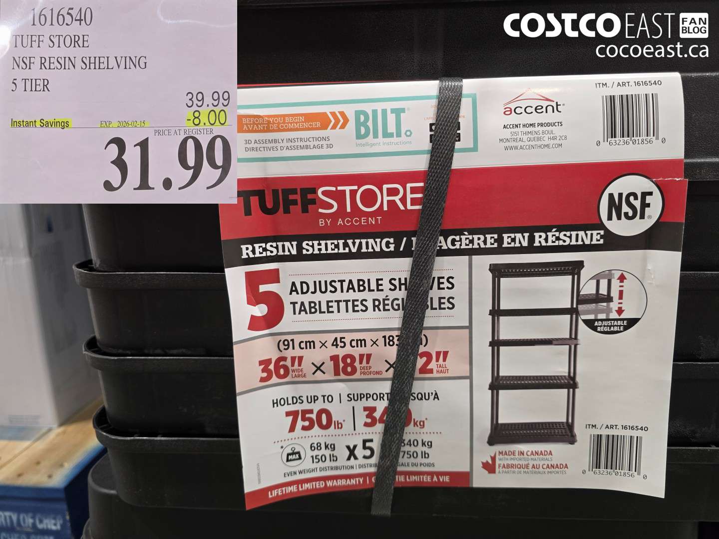 1616540 TUFF STORE NSF RESIN SHELVING 5 TIER ($8.00 INSTANT SAVINGS EXPIRES ON 2026-02-15) $31.99