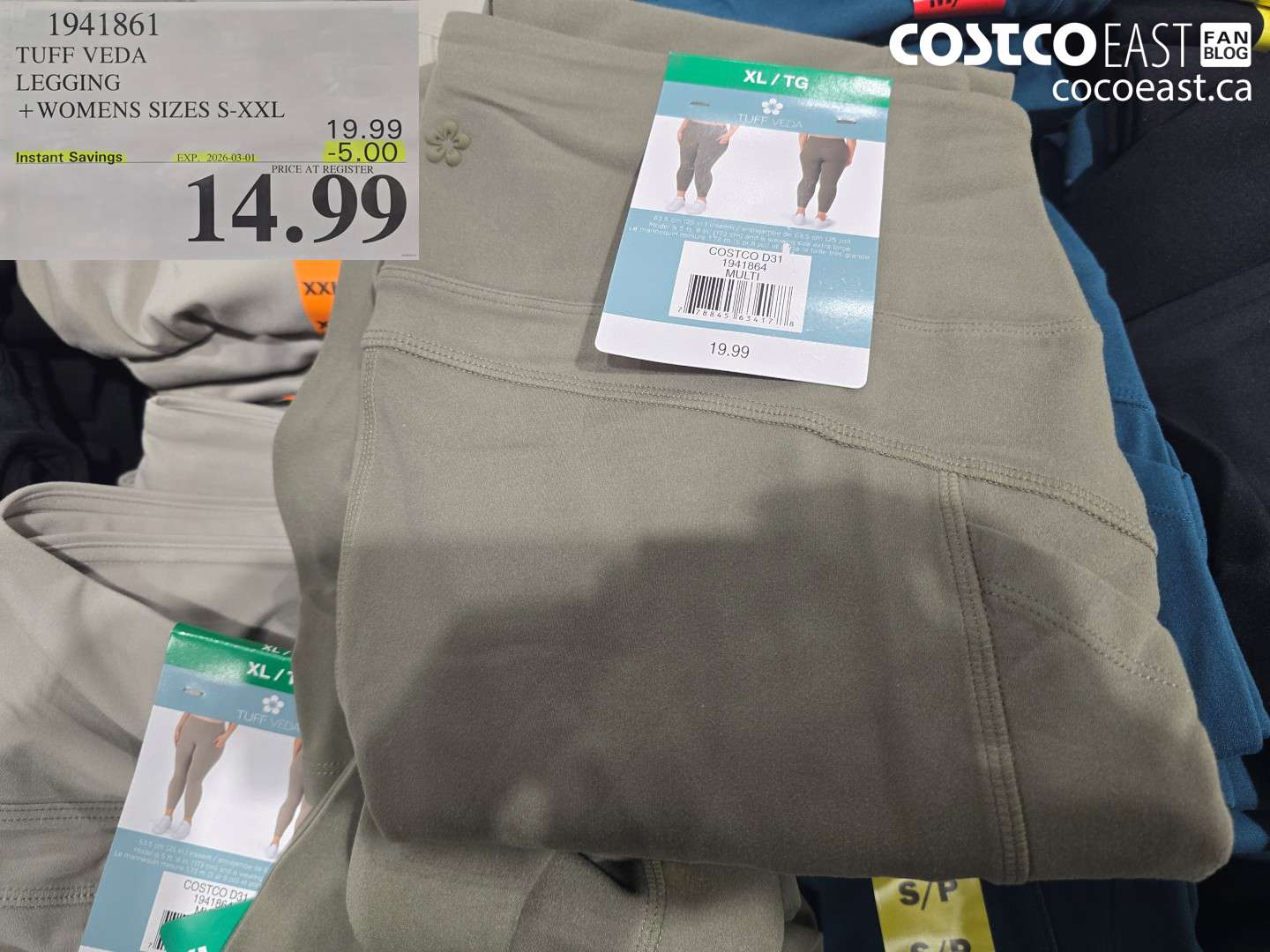 1941861 TUFF VEDA LEGGING + WOMENS SIZES S-XXL ($5.00 INSTANT SAVINGS EXPIRES ON 2026-03-01) $14.99