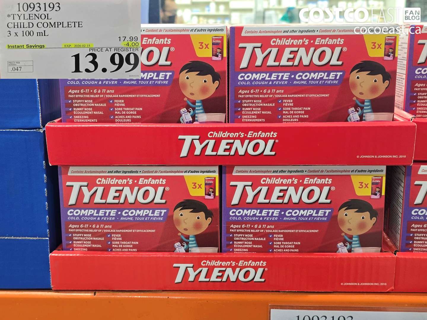 1093193 TYLENOL CHILD COMPLETE 3 X 100ML ($4.00 INSTANT SAVINGS EXPIRES ON 2026-02-15) $13.99