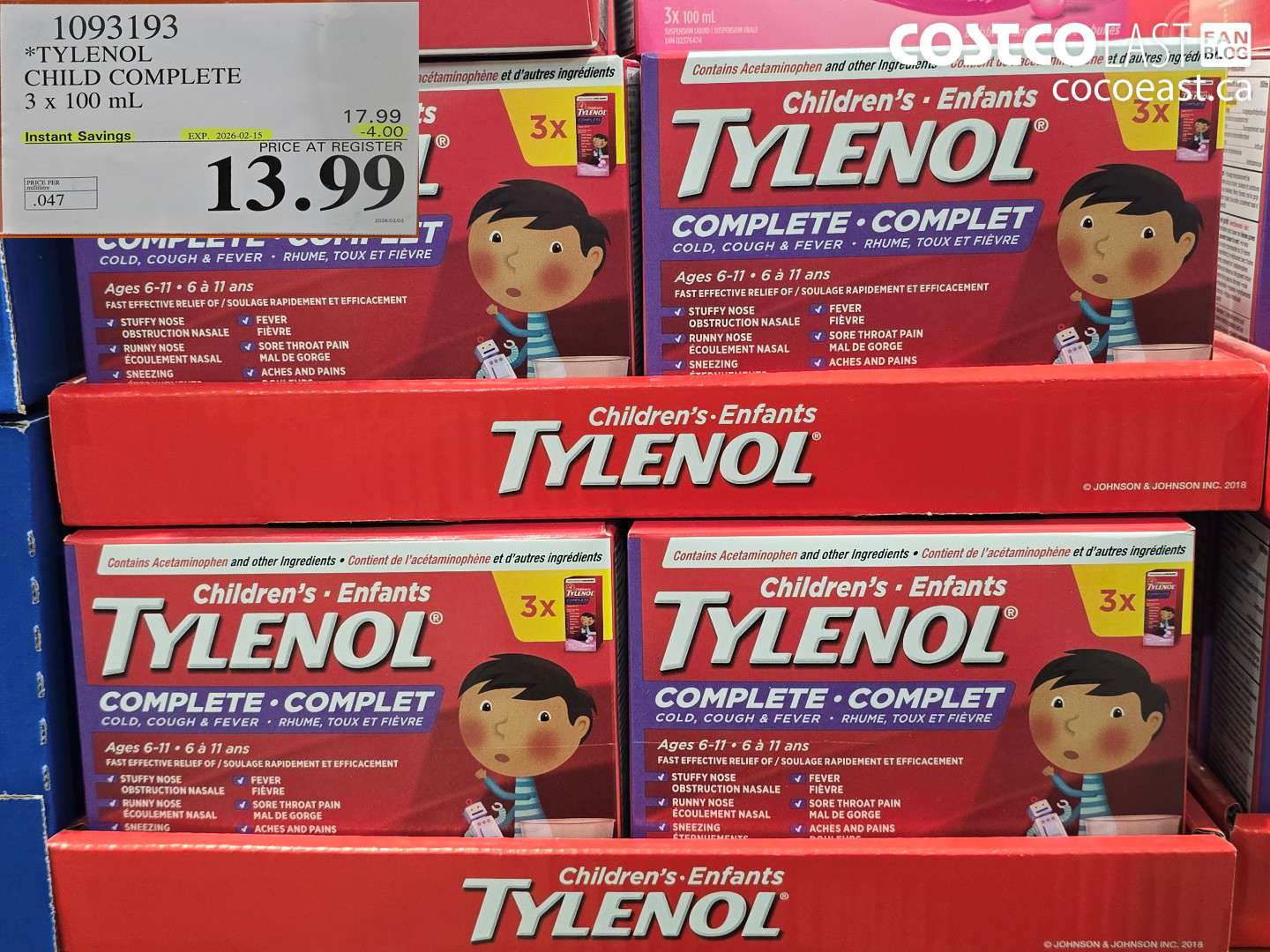 1093193 *TYLENOL CHILD COMPLETE 3 x 100 mL ($4.00 INSTANT SAVINGS EXPIRES ON 2026-02-15) $13.99