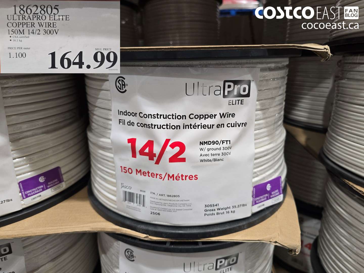 1862805 ULTRAPRO ELITE COPPER WIRE 150M 14/2 300V $164.99