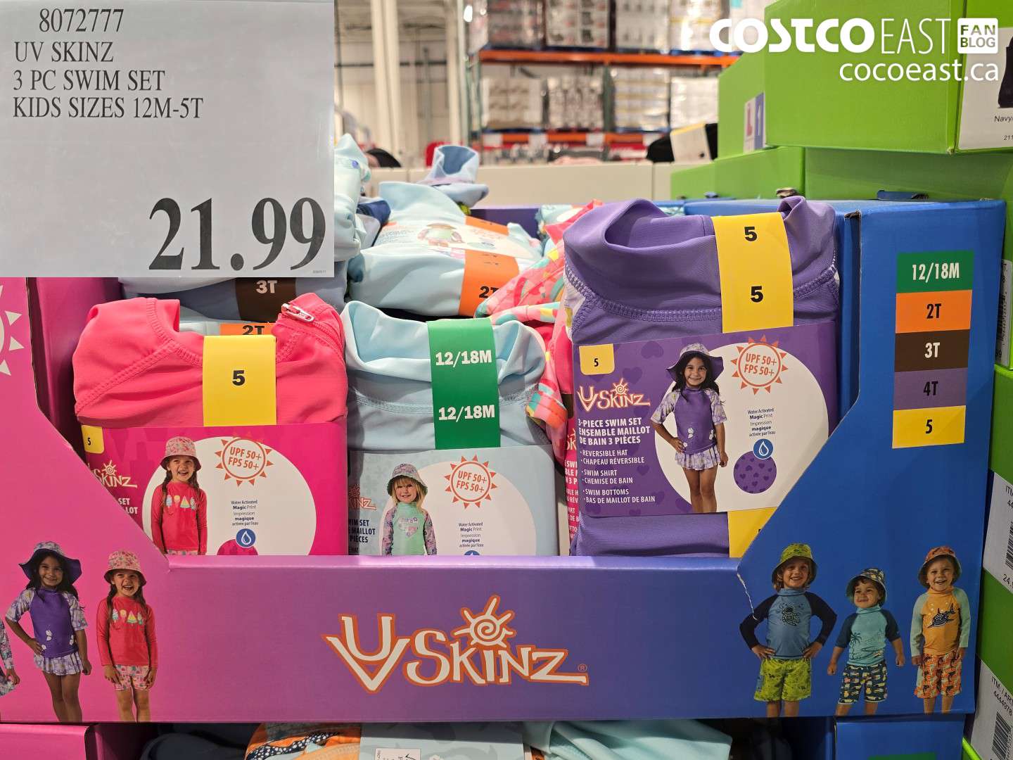 8072777 UV SKINZ 3 PC SWIM SET KIDS SIZES 12M-5T $21.99