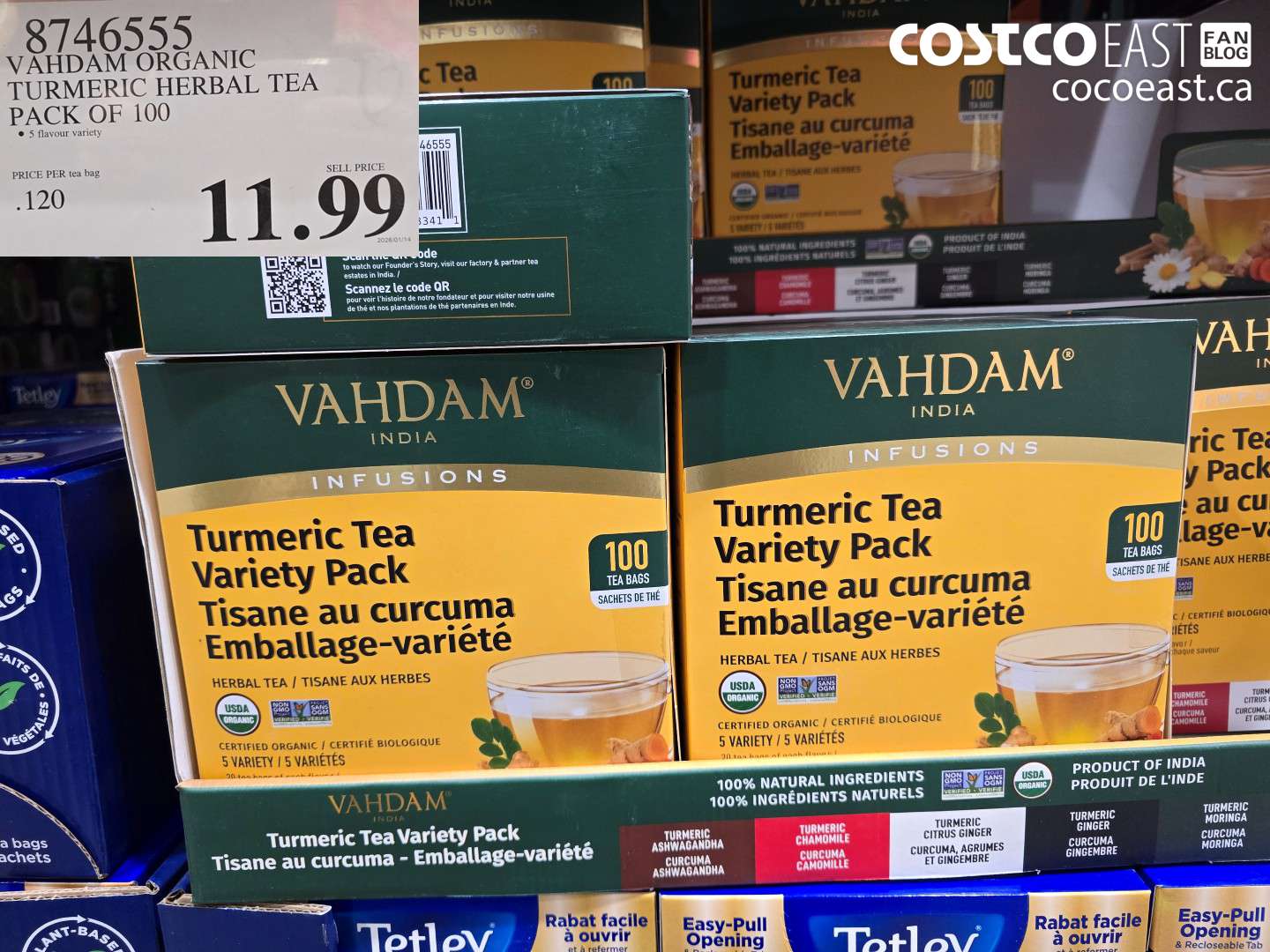 8746555 VAHDAM ORGANIC TURMERIC HERBAL TEA PACK OF 100 $11.99
