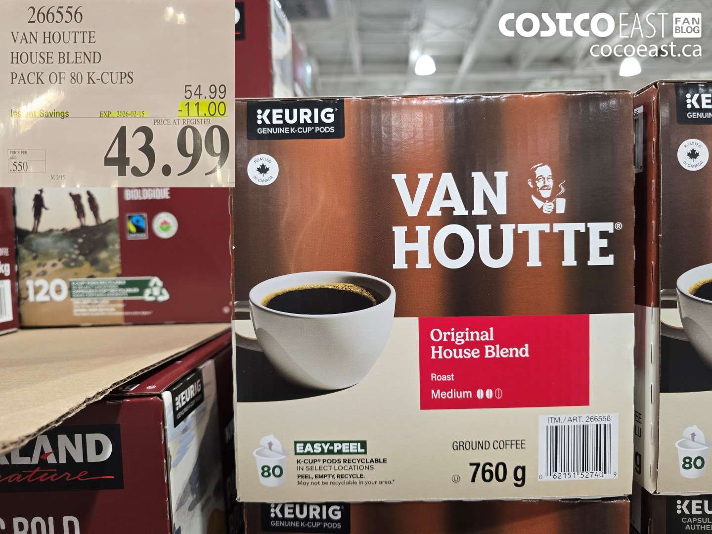266556 VAN HOUTTE HOUSE BLEND PACK OF 80 K-CUPS ($11.00 INSTANT SAVINGS EXPIRES ON 2026-02-15) $43.99