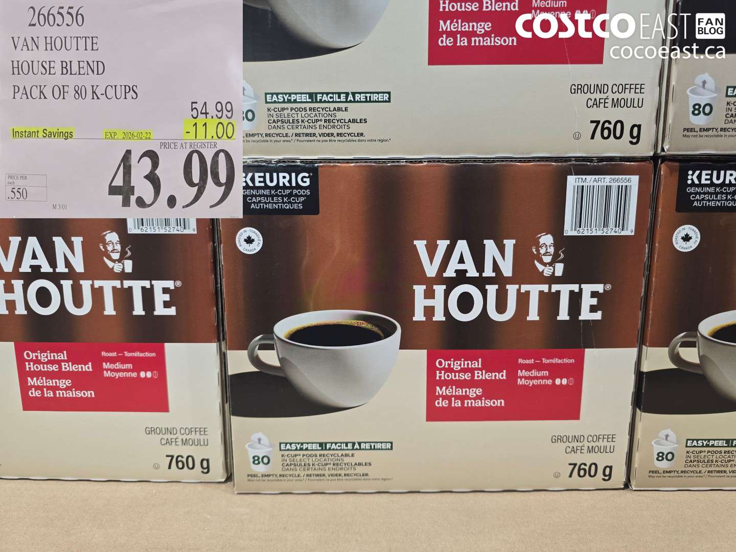 266556 VAN HOUTTE HOUSE BLEND PACK OF 80 K-CUPS ($11.00 INSTANT SAVINGS EXPIRES ON 2026-02-22) $43.99