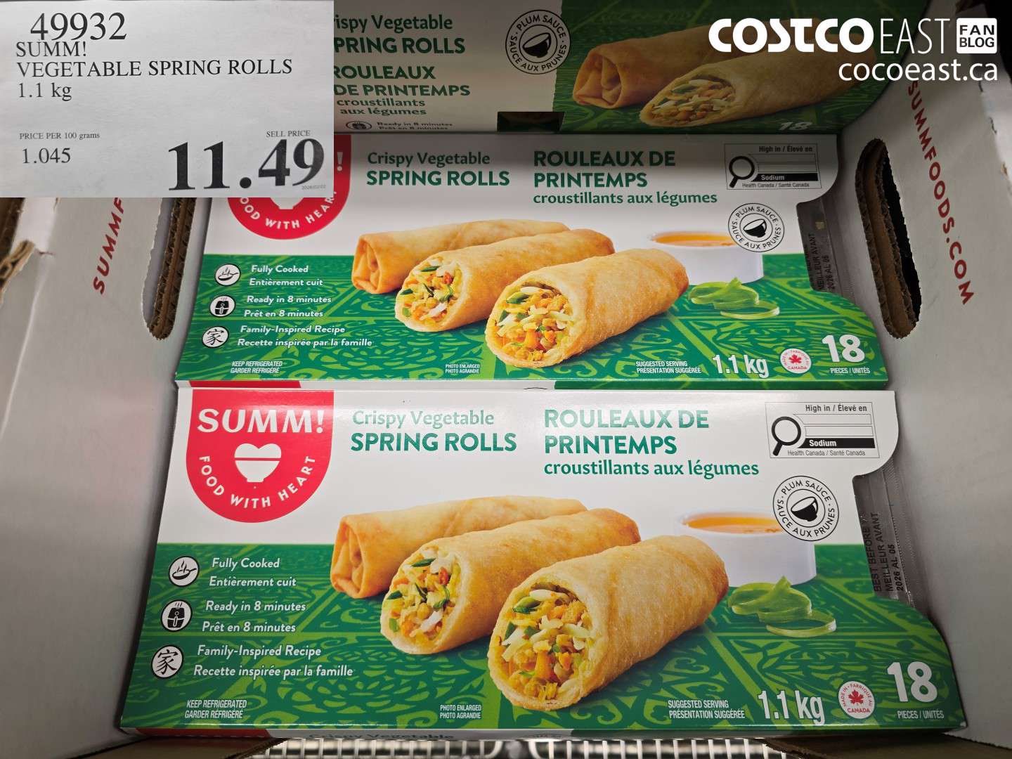 49932 VEGETABLE SPRING ROLLS 1.1 KG $11.49