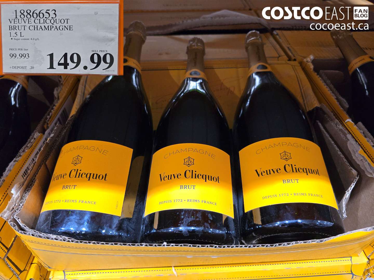 1886653 VEUVE CLICQUOT BRUT CHAMPAGNE 1.5 L $149.99