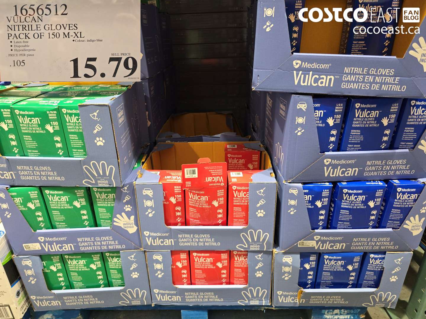 1656512 VULCAN NITRILE GLOVES PACK OF 150 M-XL $15.79