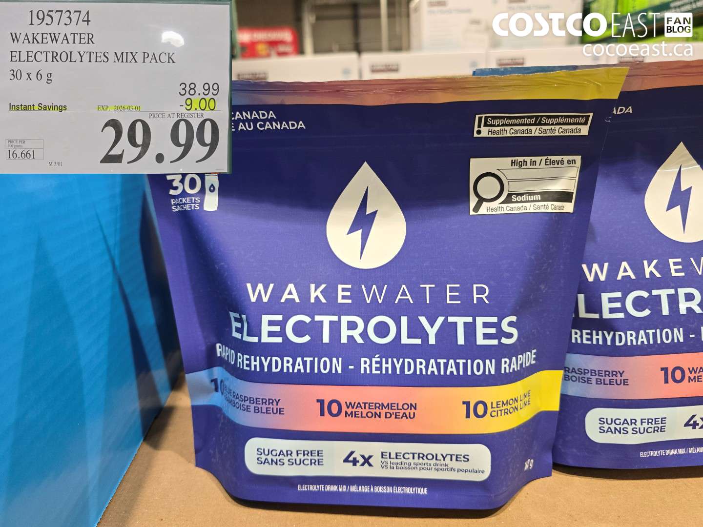 1957374 WAKEWATER ELECTROLYTES MIX PACK 30 X 6 G ($9.00 INSTANT SAVINGS EXPIRES ON 2026-03-01) $29.99