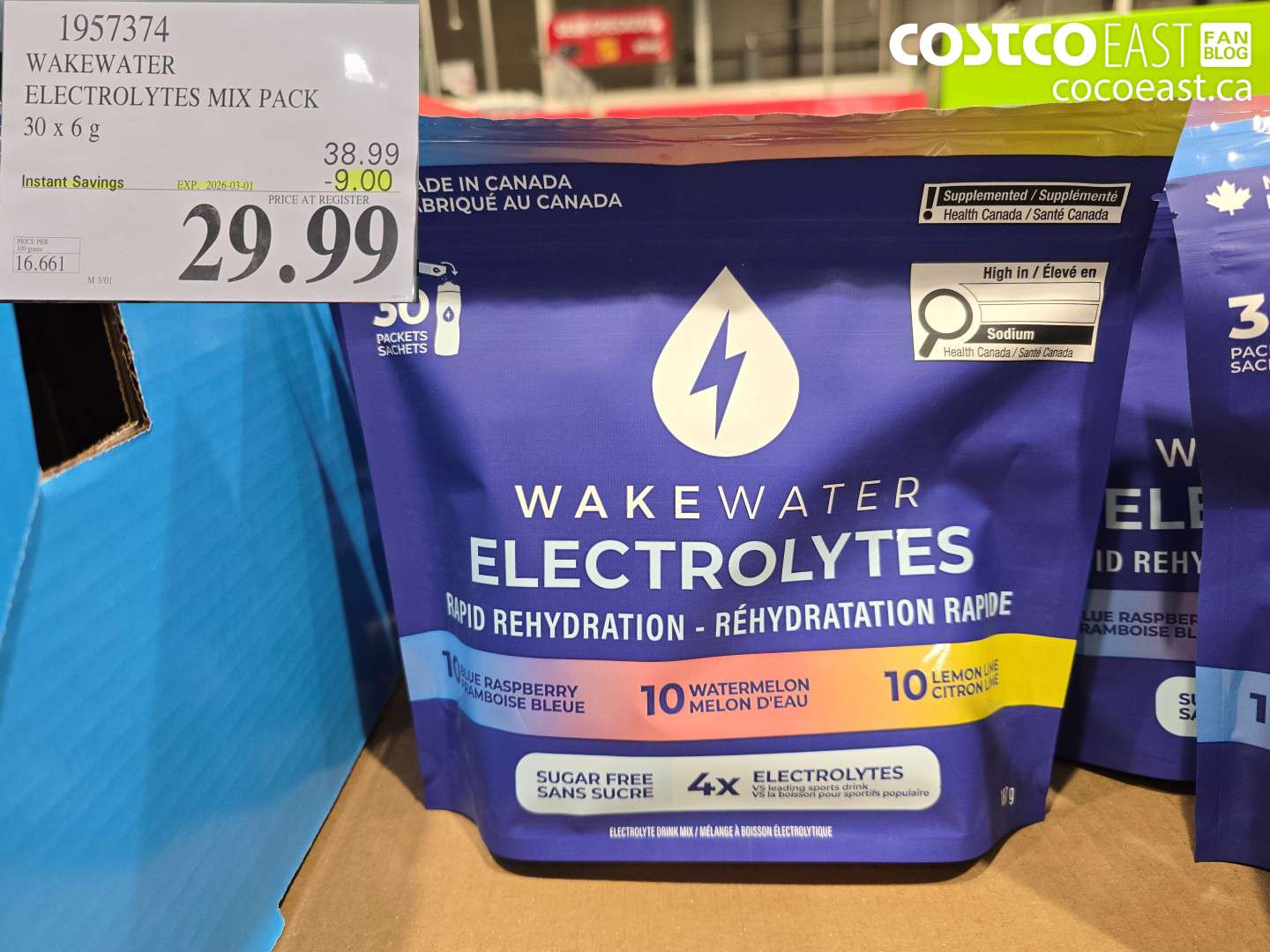 1957374 WAKEWATER ELECTROLYTES MIX PACK 30 x 6 g ($9.00 INSTANT SAVINGS EXPIRES ON 2026-03-01) $29.99